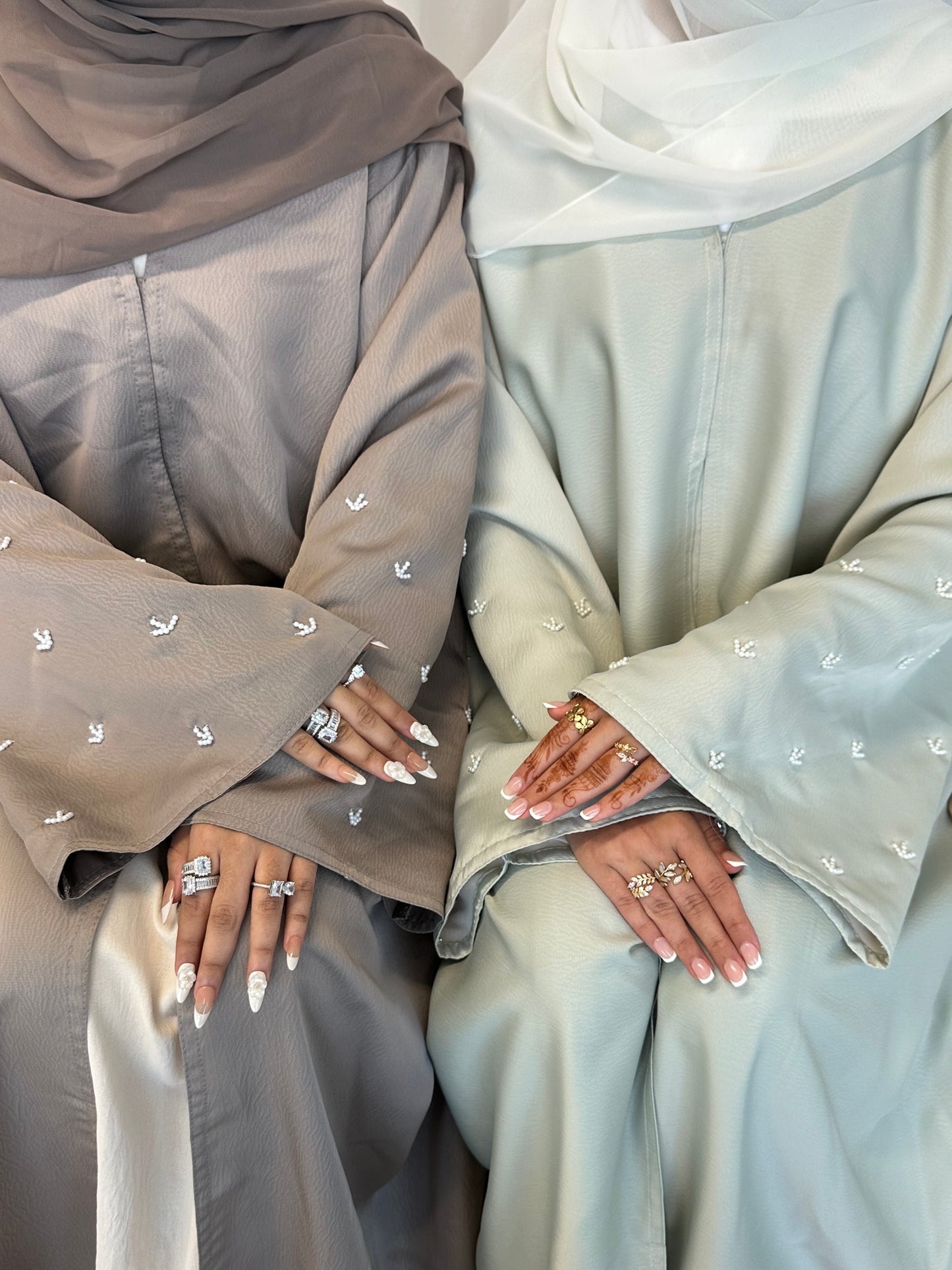 Dina handwork pearls buttoned abaya