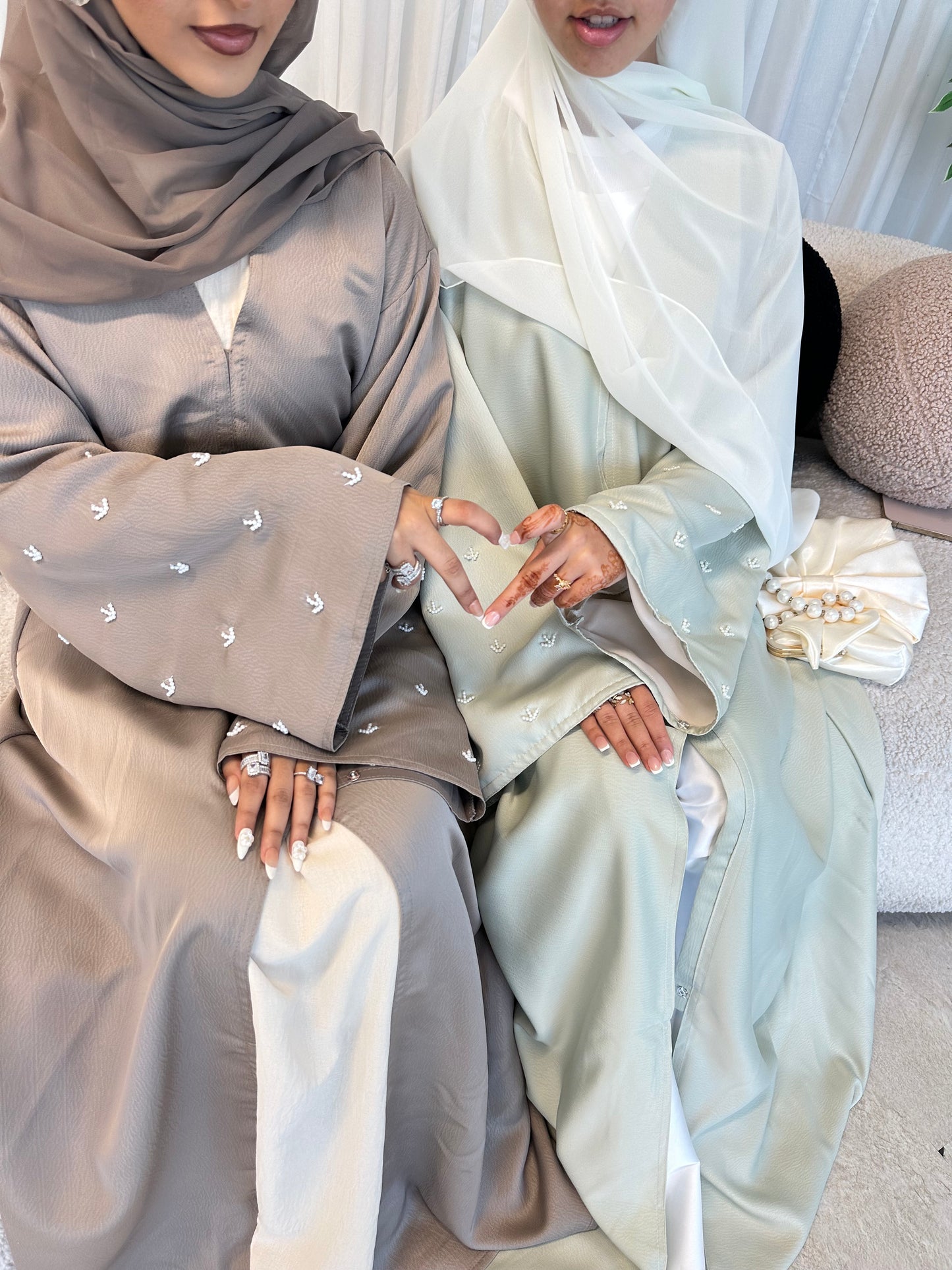 Dina handwork pearls buttoned abaya