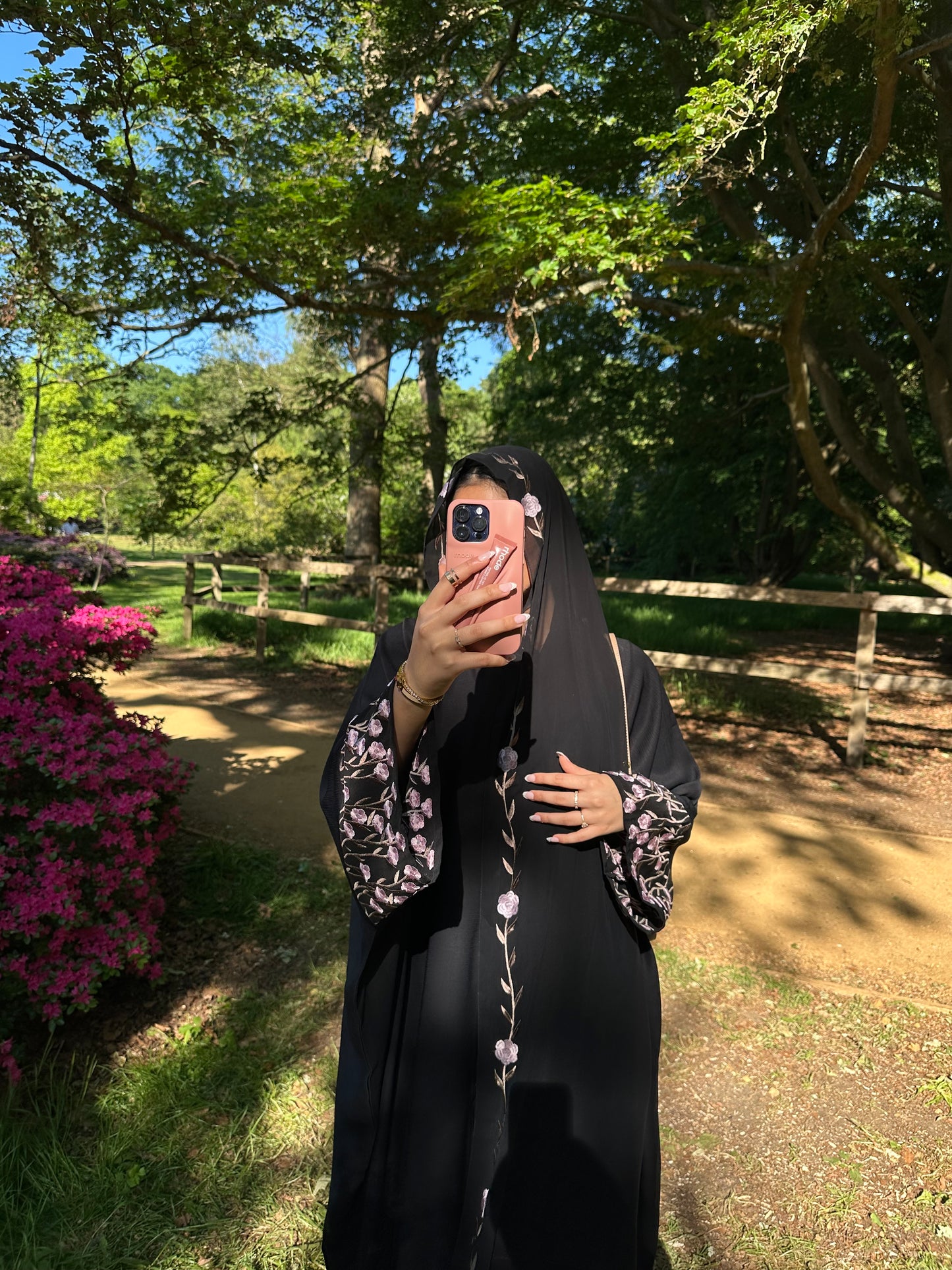 Zahra embroidery abaya with matching embroidery hijab
