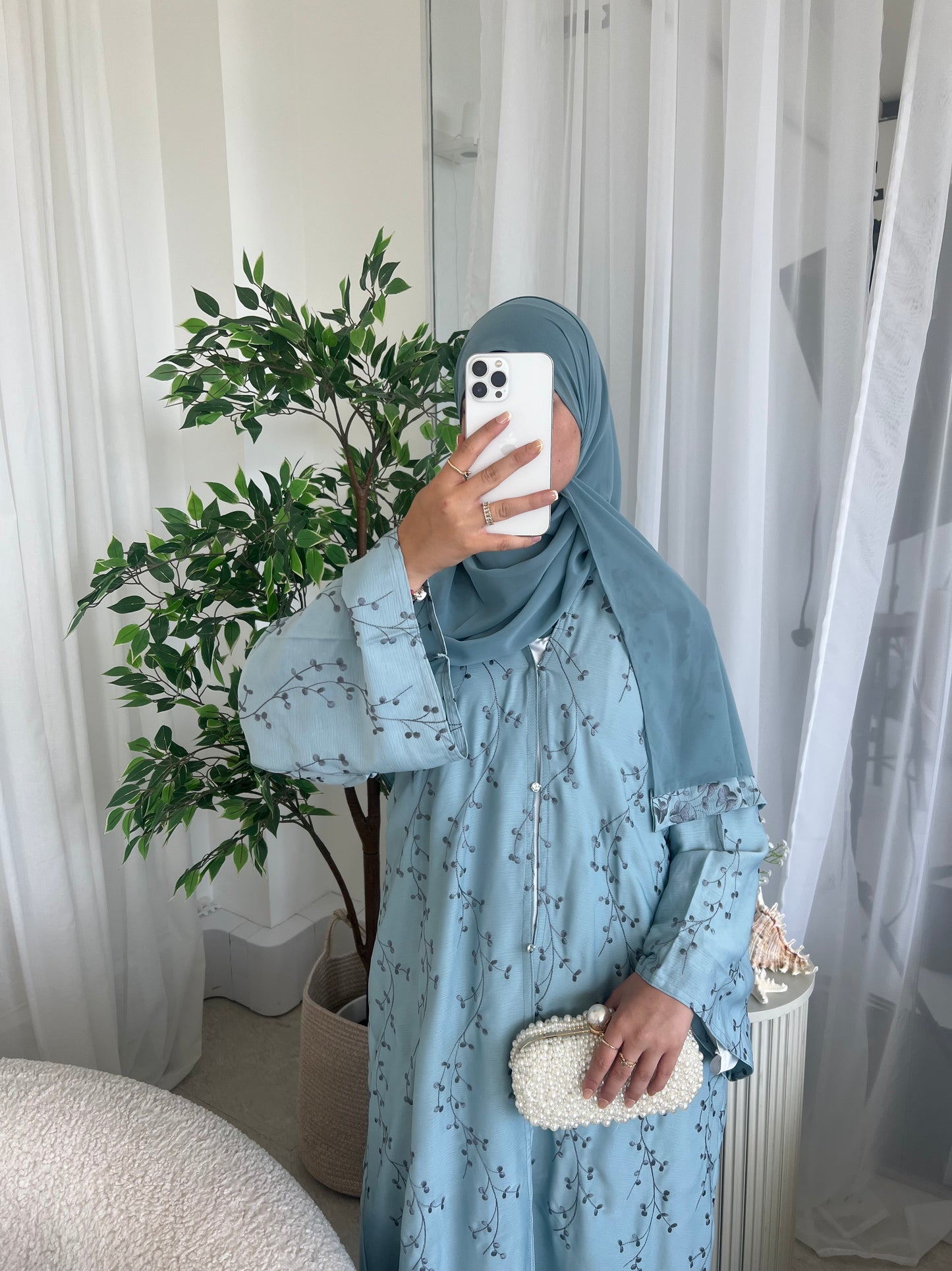 AHLAM embroidery buttoned abaya