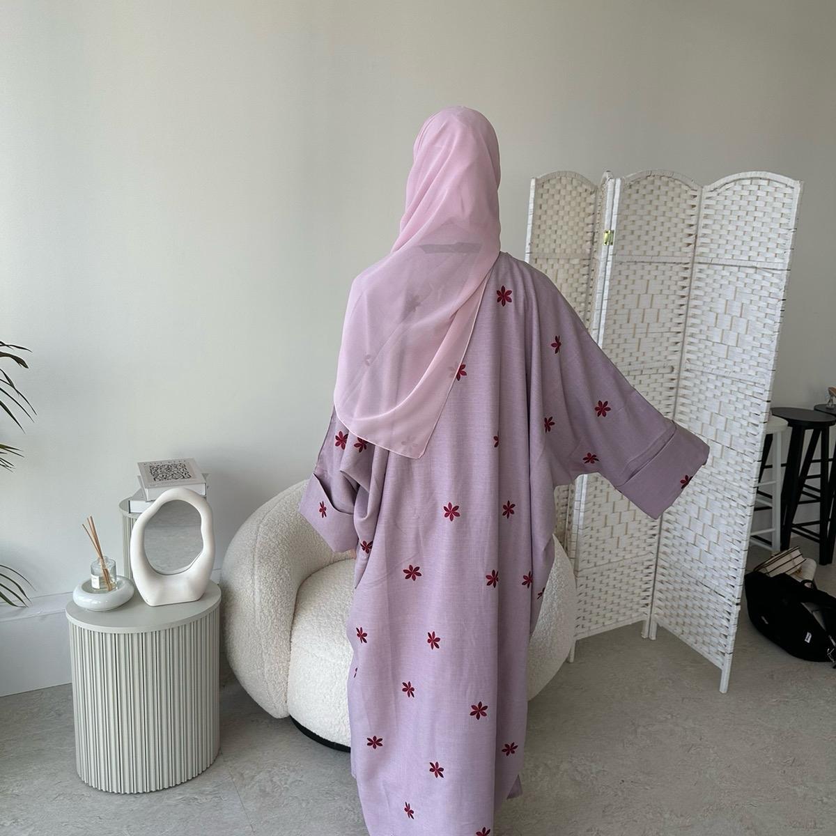 NAIMA linen floral OPEN abaya