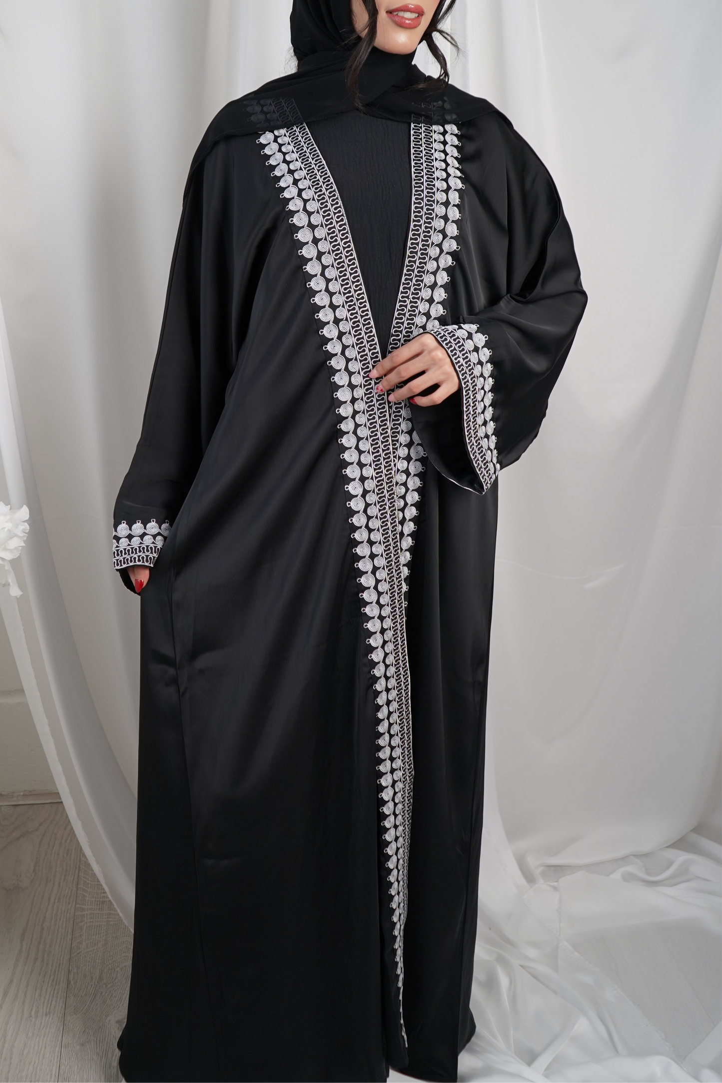 Kaftan style open embroidery abaya with inner slip dress *ex display**