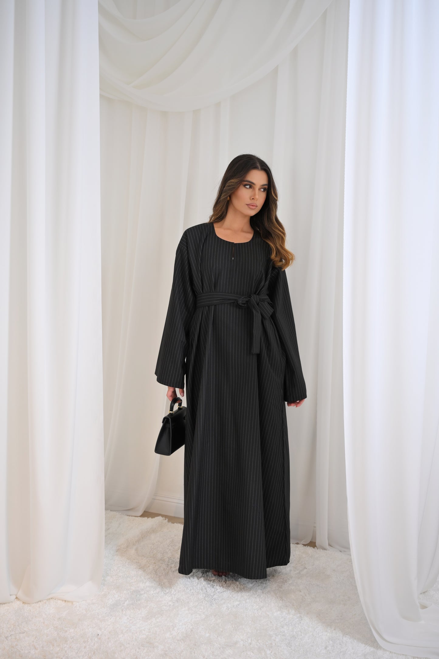 Leena formal pinstripe closed abaya