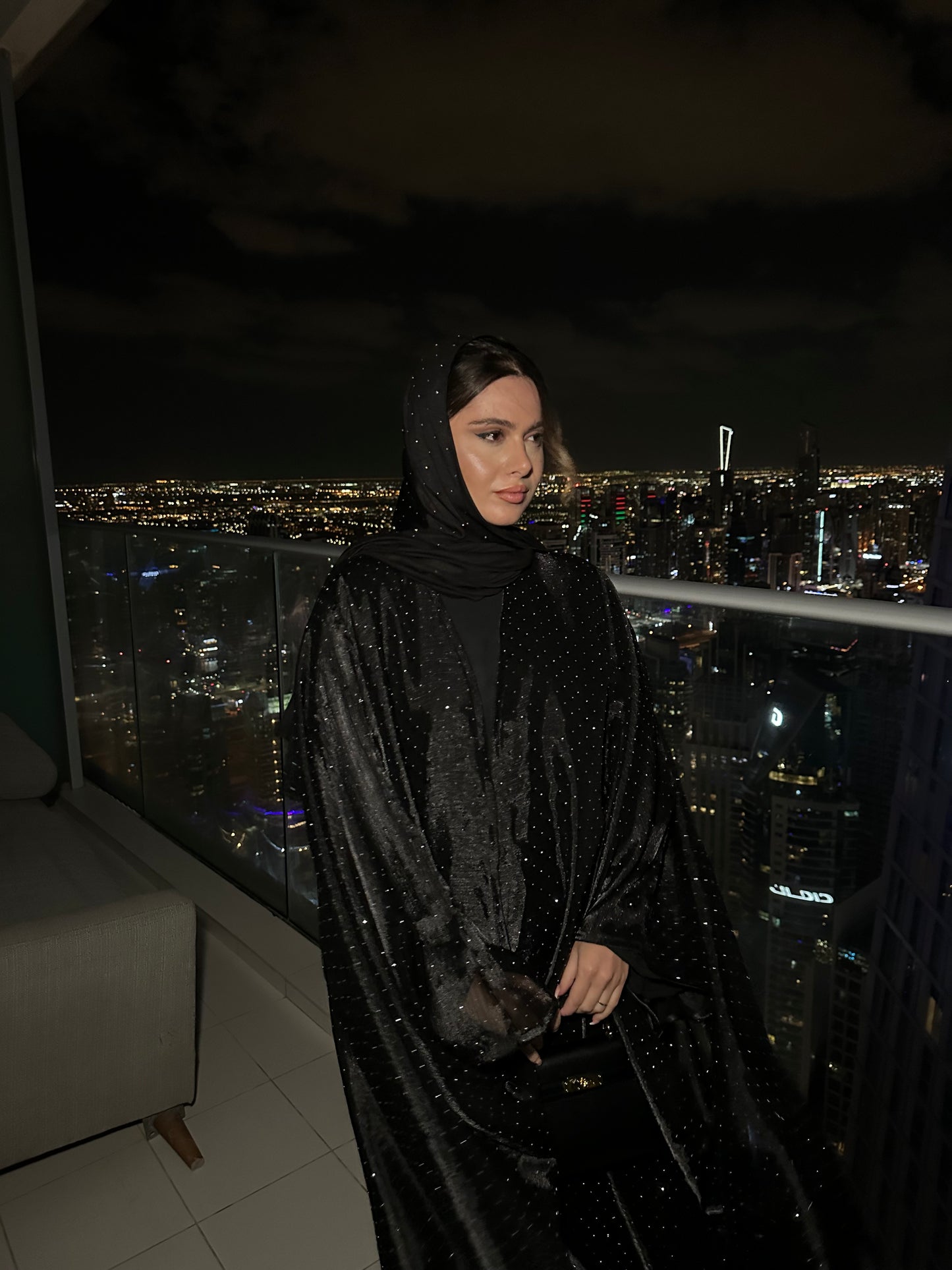 Emirati gems abaya set with inner slip dress *ex display*