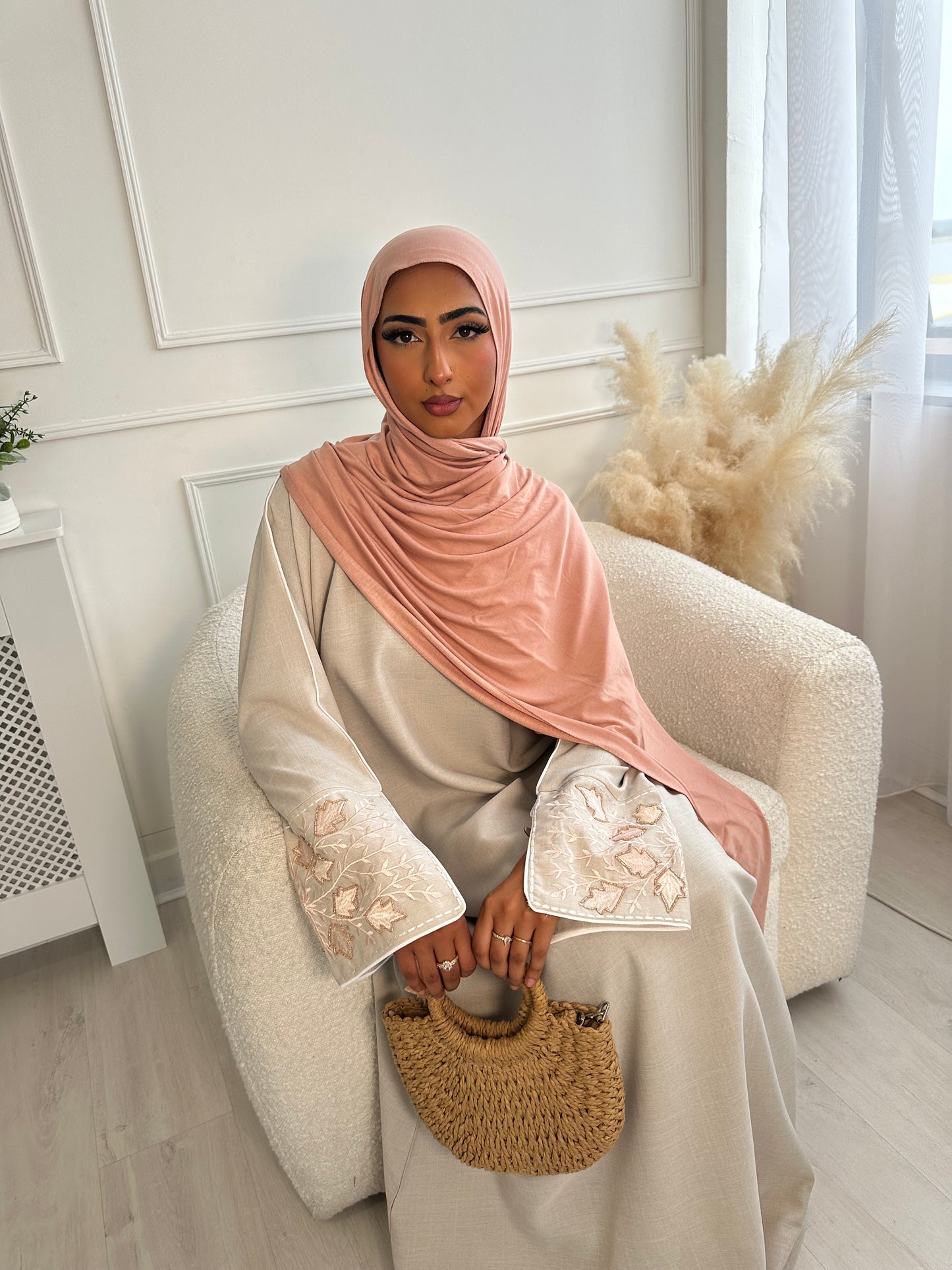Habiba linen embroidery embellished