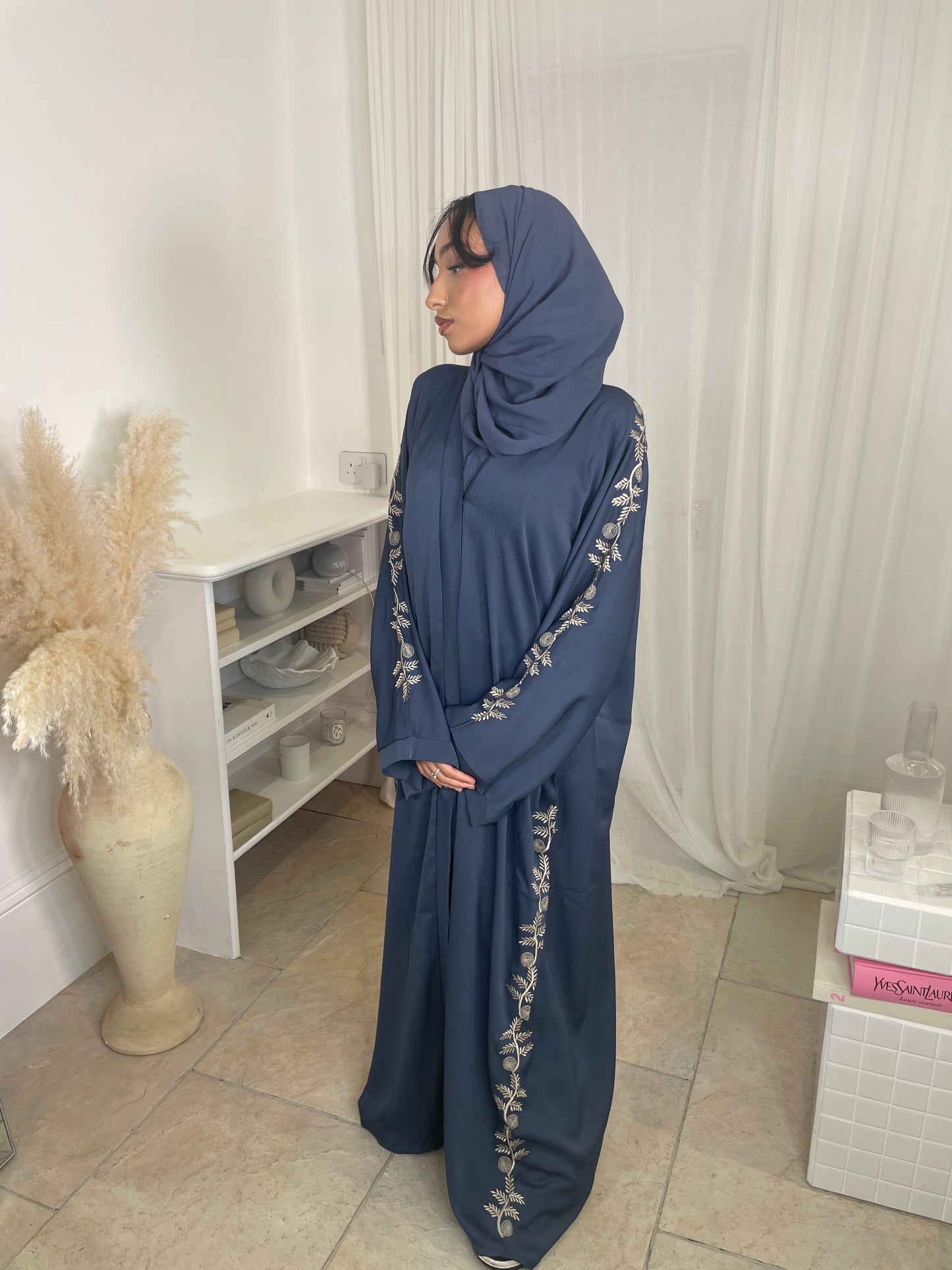 Saima Embroidery Abaya sapphire blue *ex display*