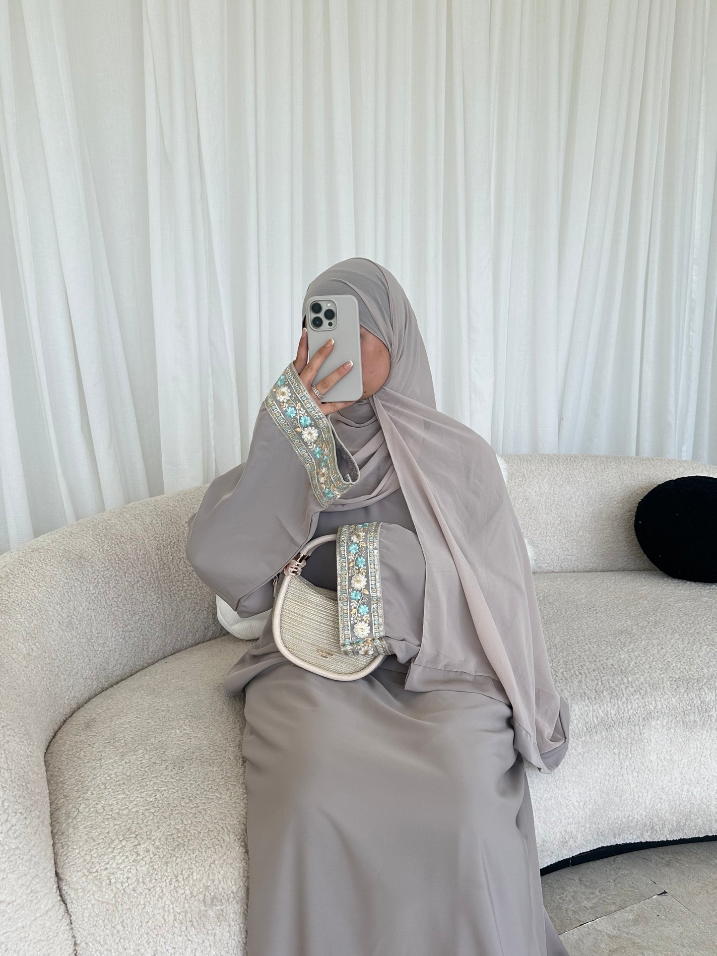 Isha floral lace summer closed abaya