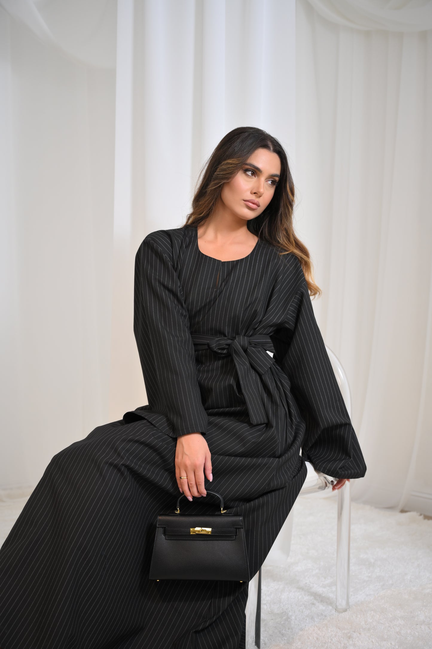 Leena formal pinstripe closed abaya