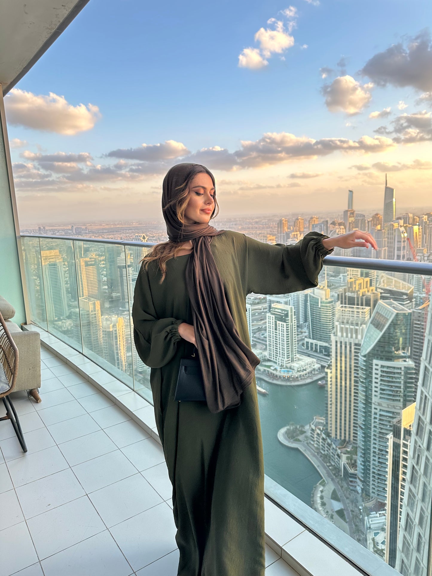 Lamia Cuffed Sleeves Crepe Prayer Abaya with Pockets