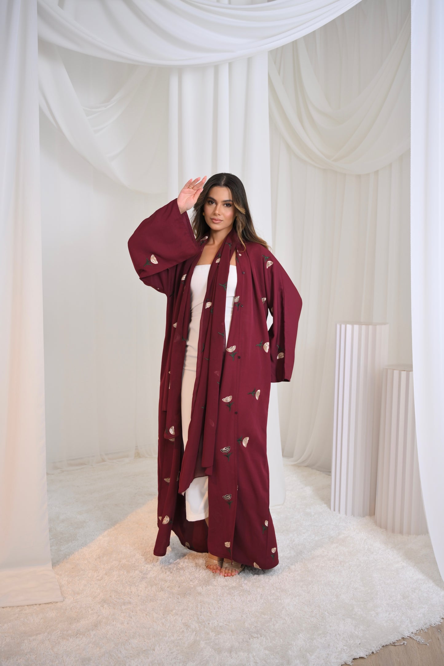 Yasmina Embroidery Buttoned Abaya