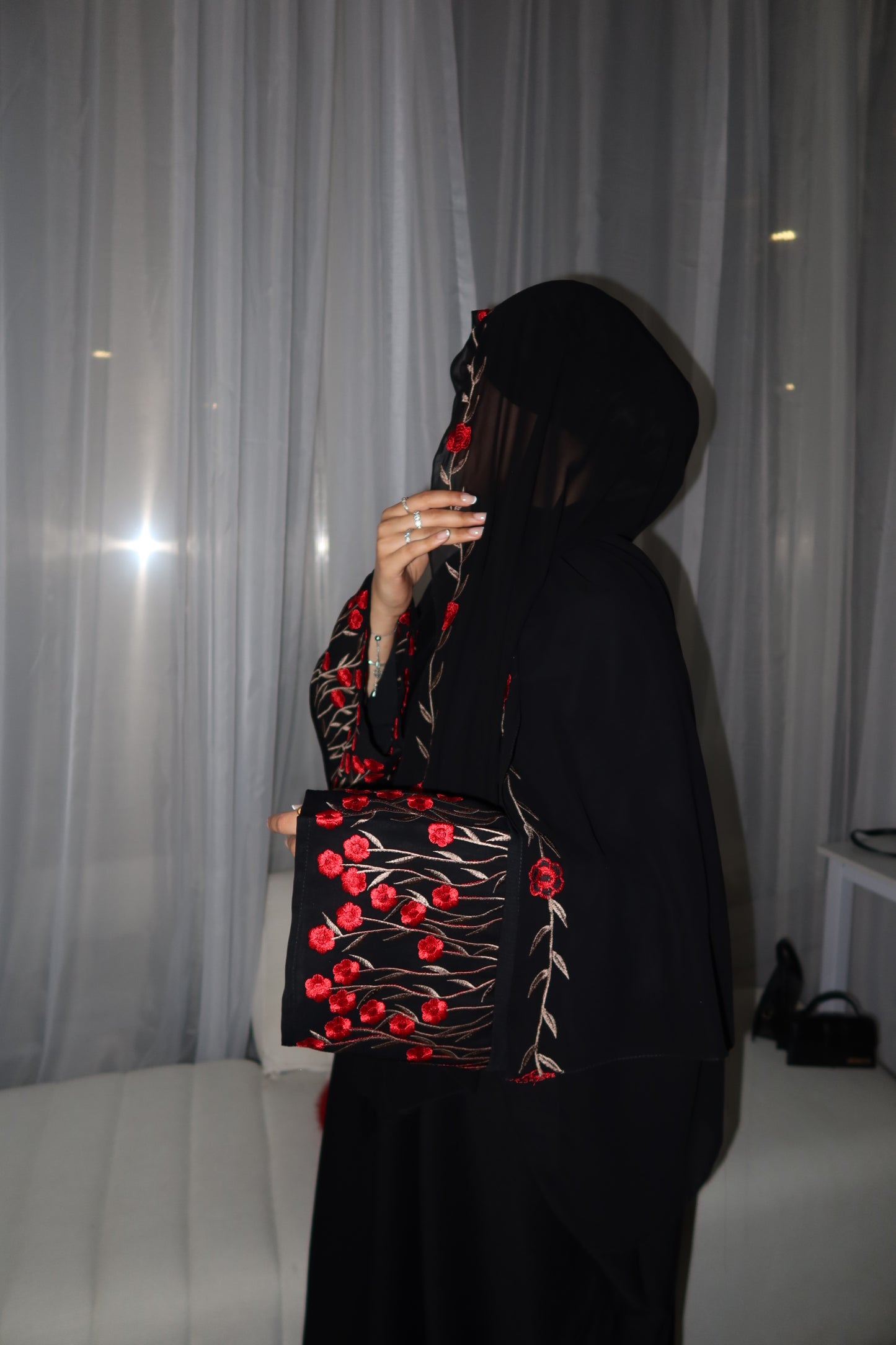 Zahra embroidery abaya with matching embroidery hijab