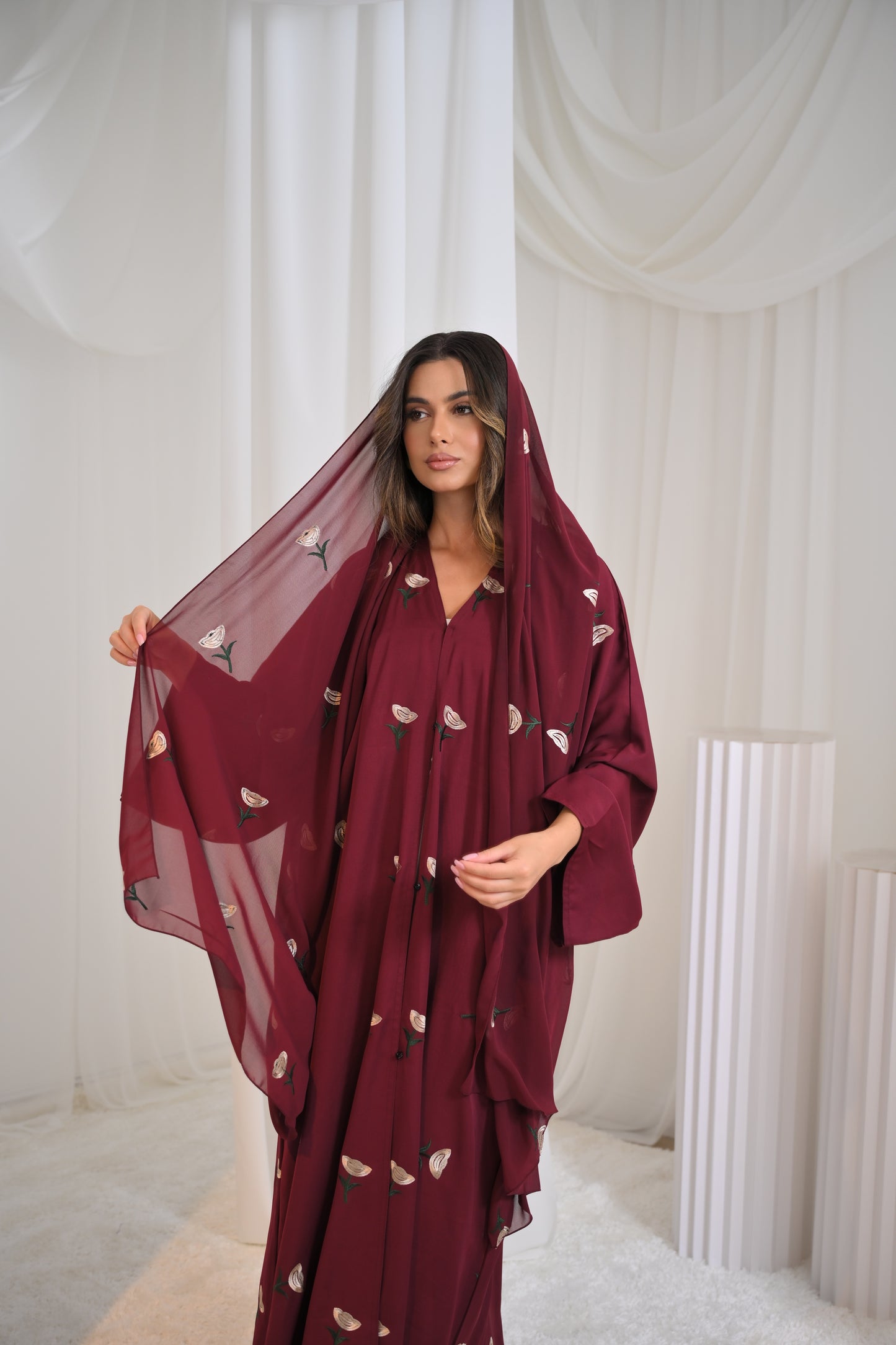 Yasmina Embroidery Buttoned Abaya