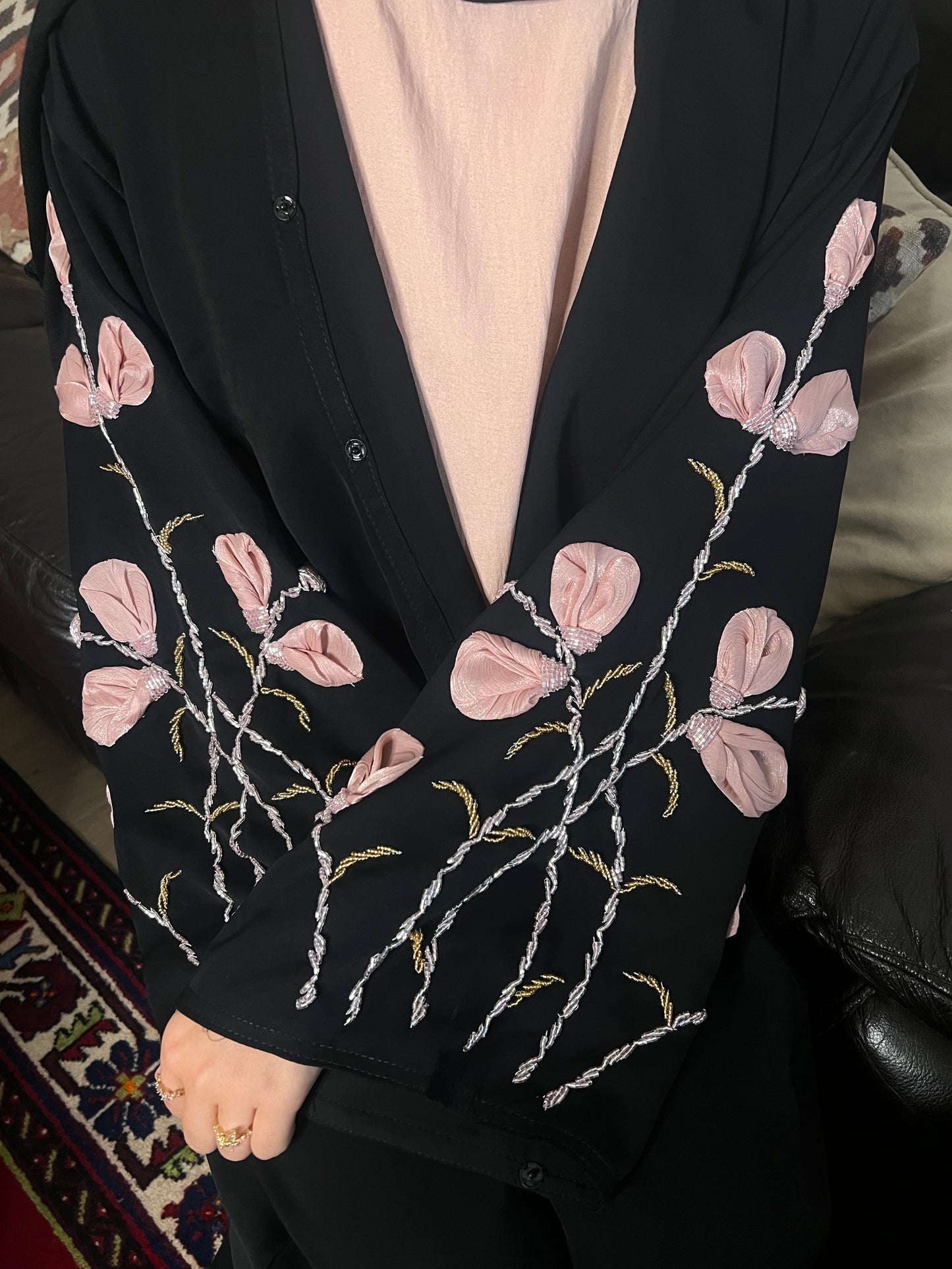 Tafiza handwork floral buttoned abaya LIMITED EDITION
