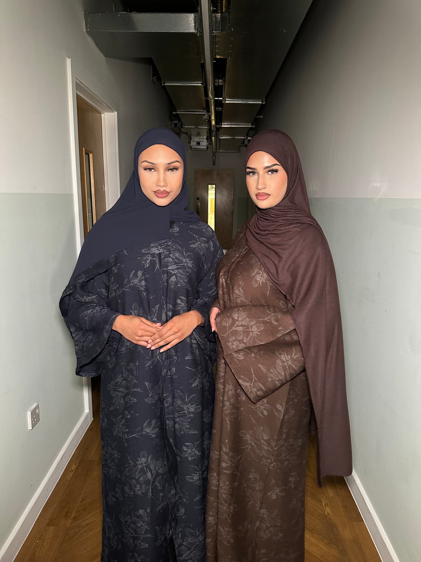 Floral printed abaya navy blue *sizes error*