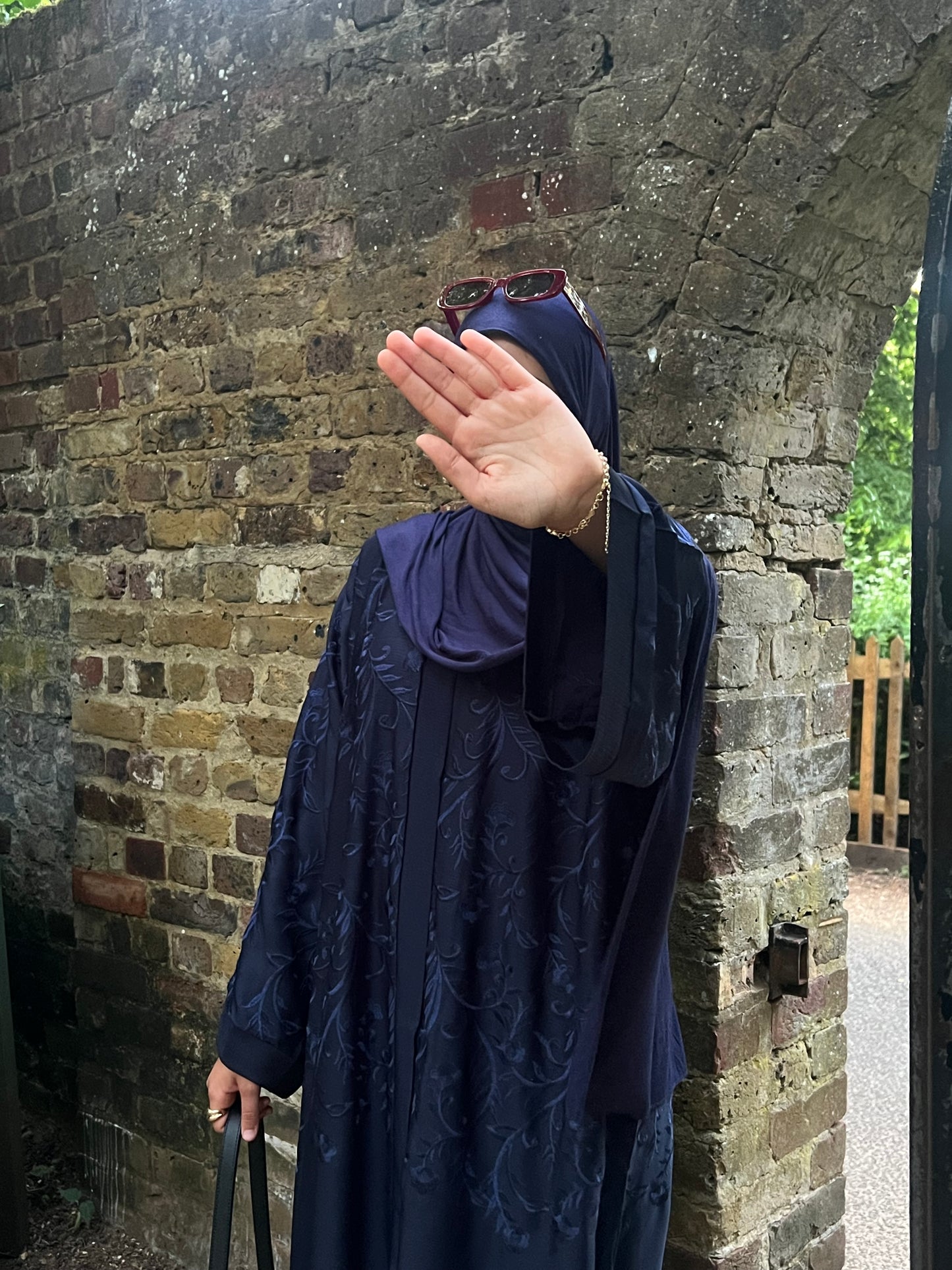 Anaaqa embroidery buttoned abaya