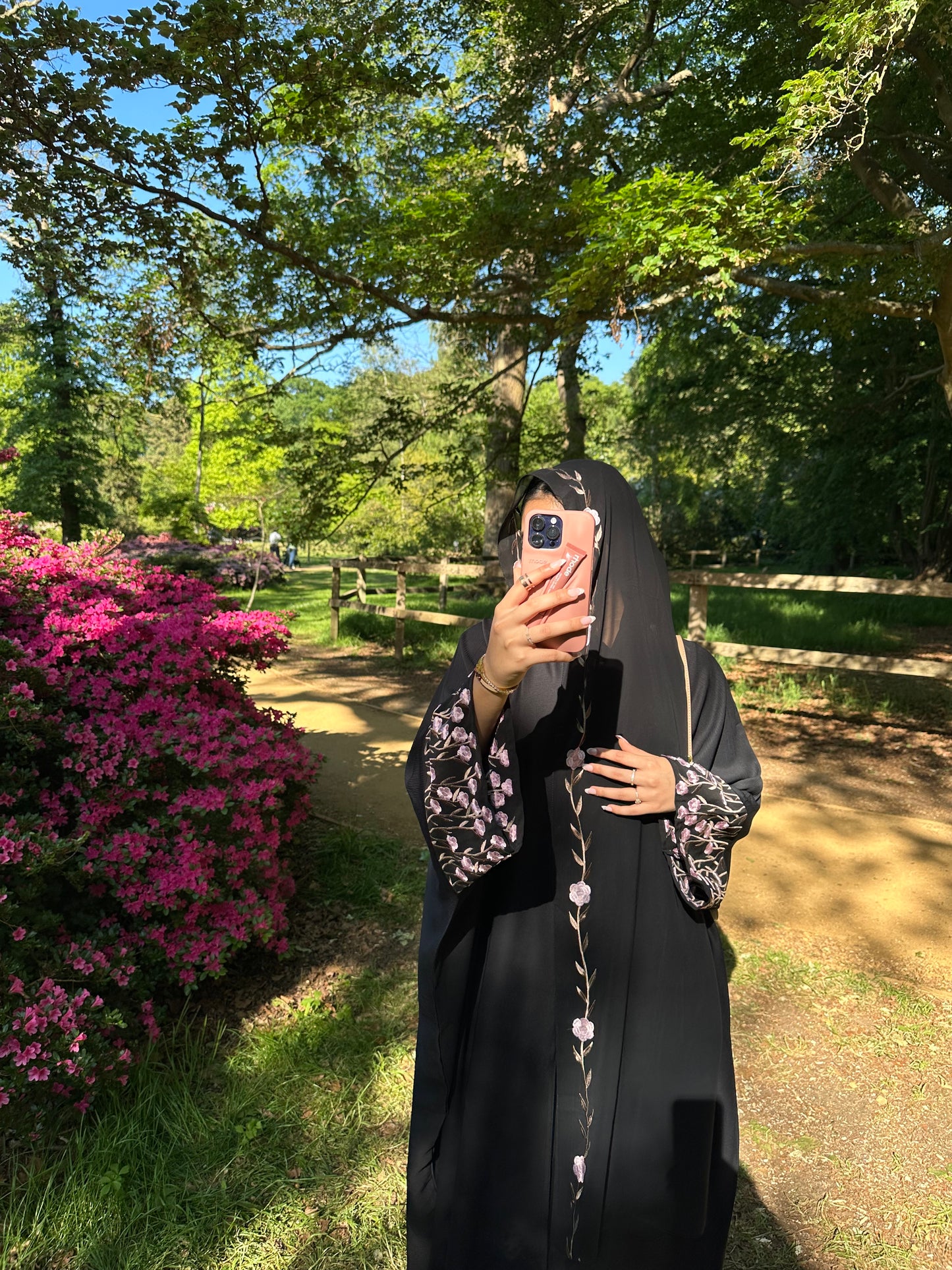 Zahra embroidery abaya with matching embroidery hijab