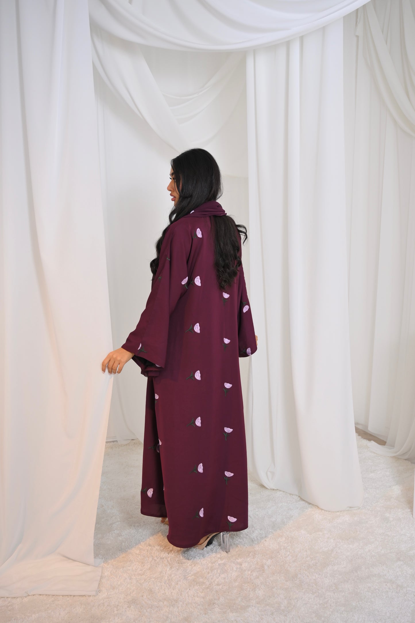 Yasmina Embroidery Buttoned Abaya