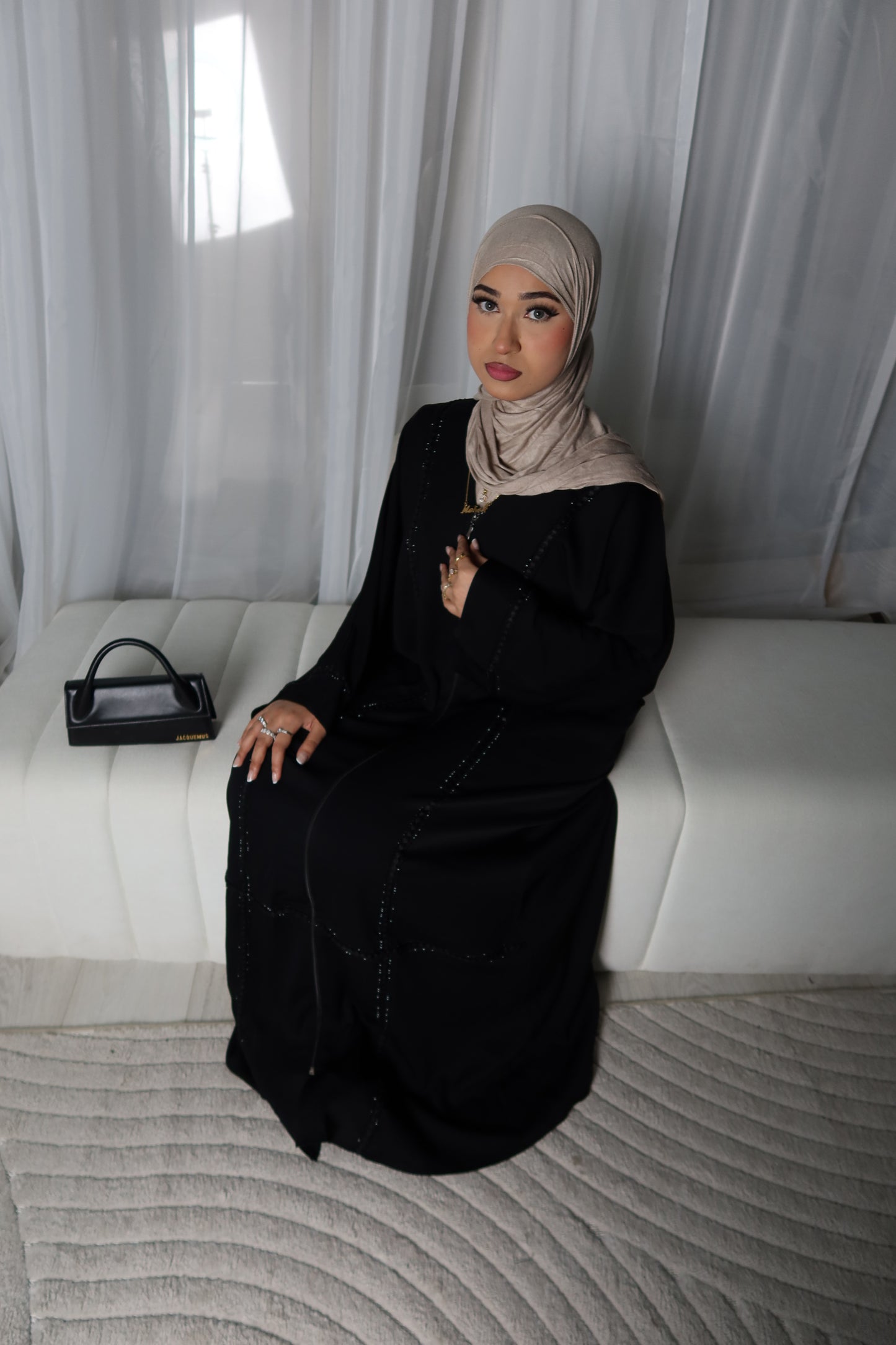 Reem Pom Pom zip abaya
