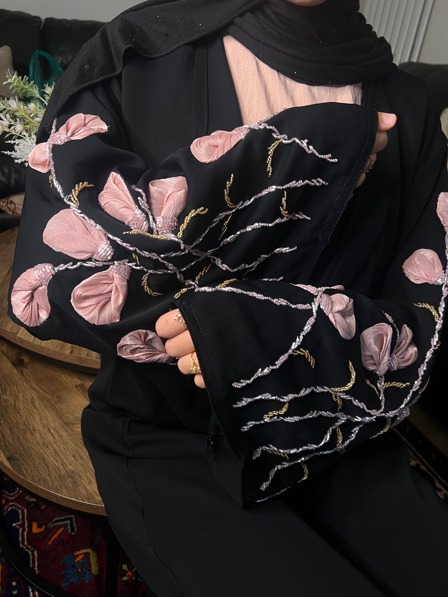 Tafiza handwork floral buttoned abaya LIMITED EDITION
