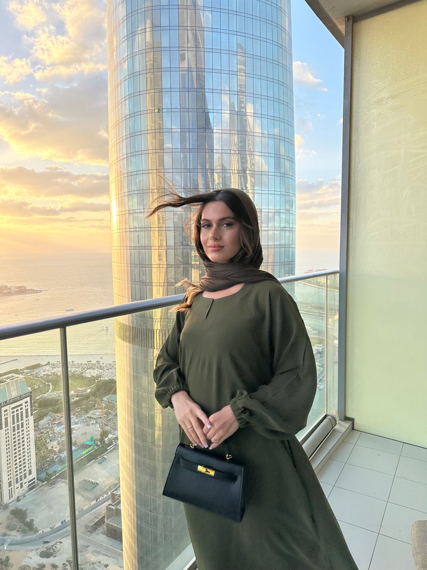 Lamia Cuffed Sleeves Crepe Prayer Abaya with Pockets