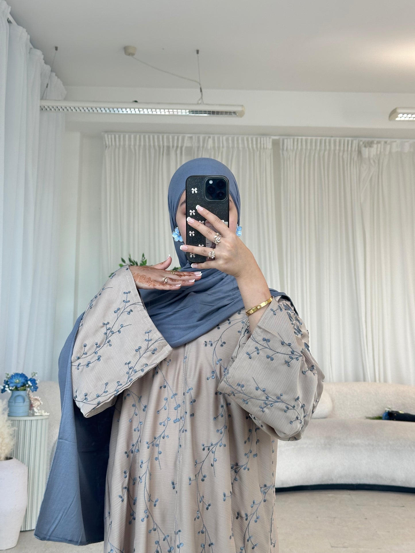 AHLAM embroidery buttoned abaya