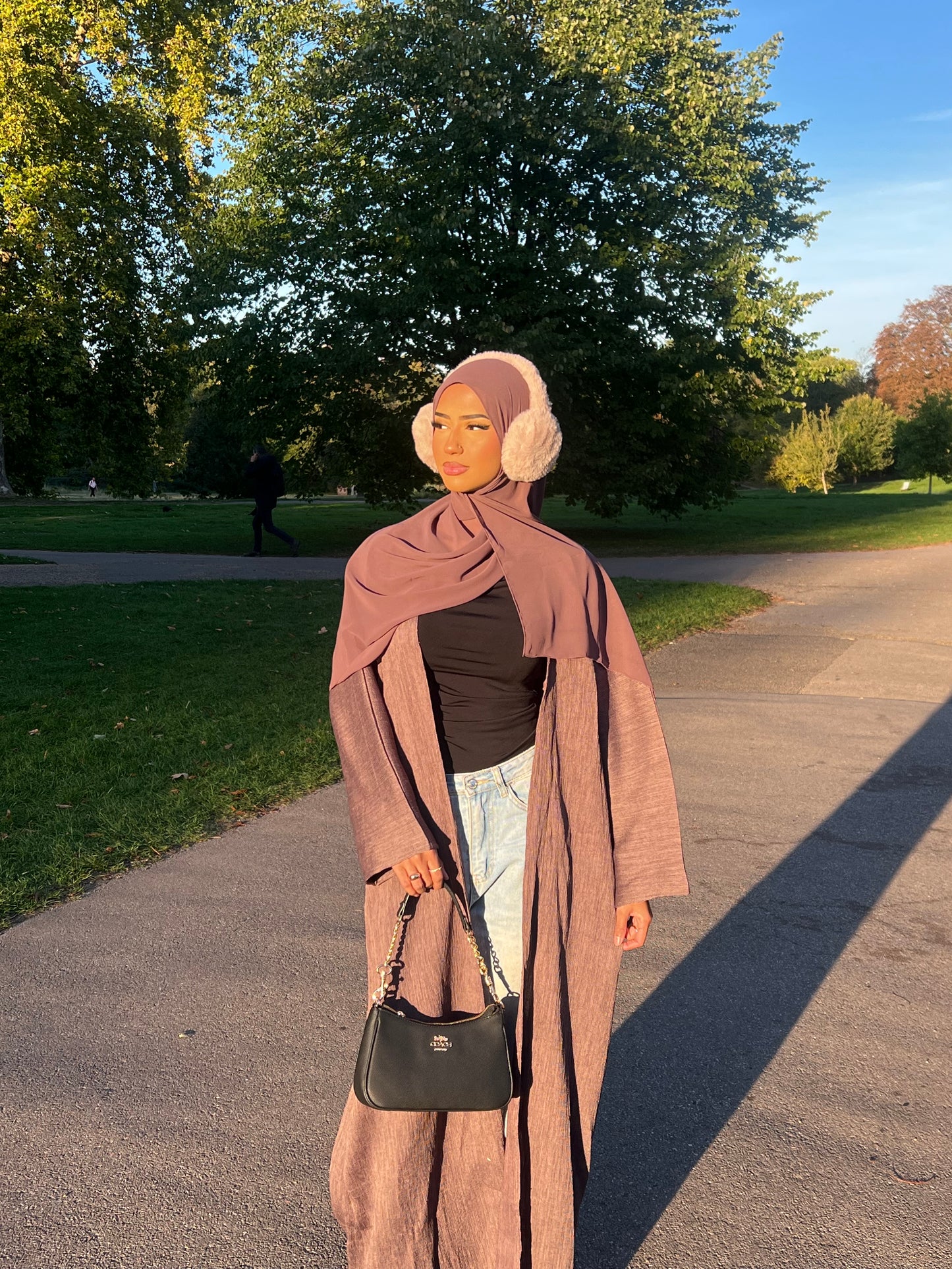 Rahma crushed linen open abaya