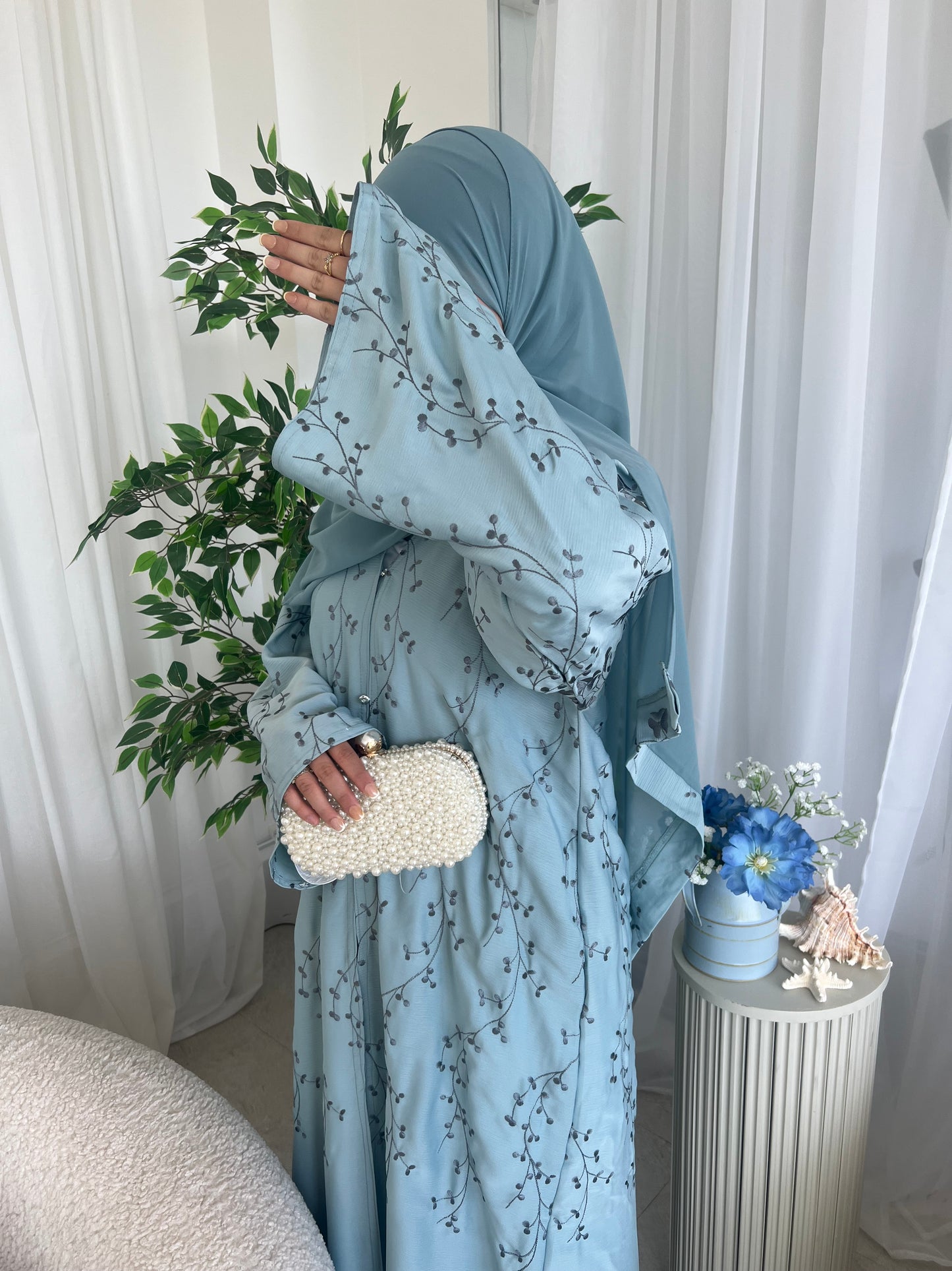 AHLAM embroidery buttoned abaya