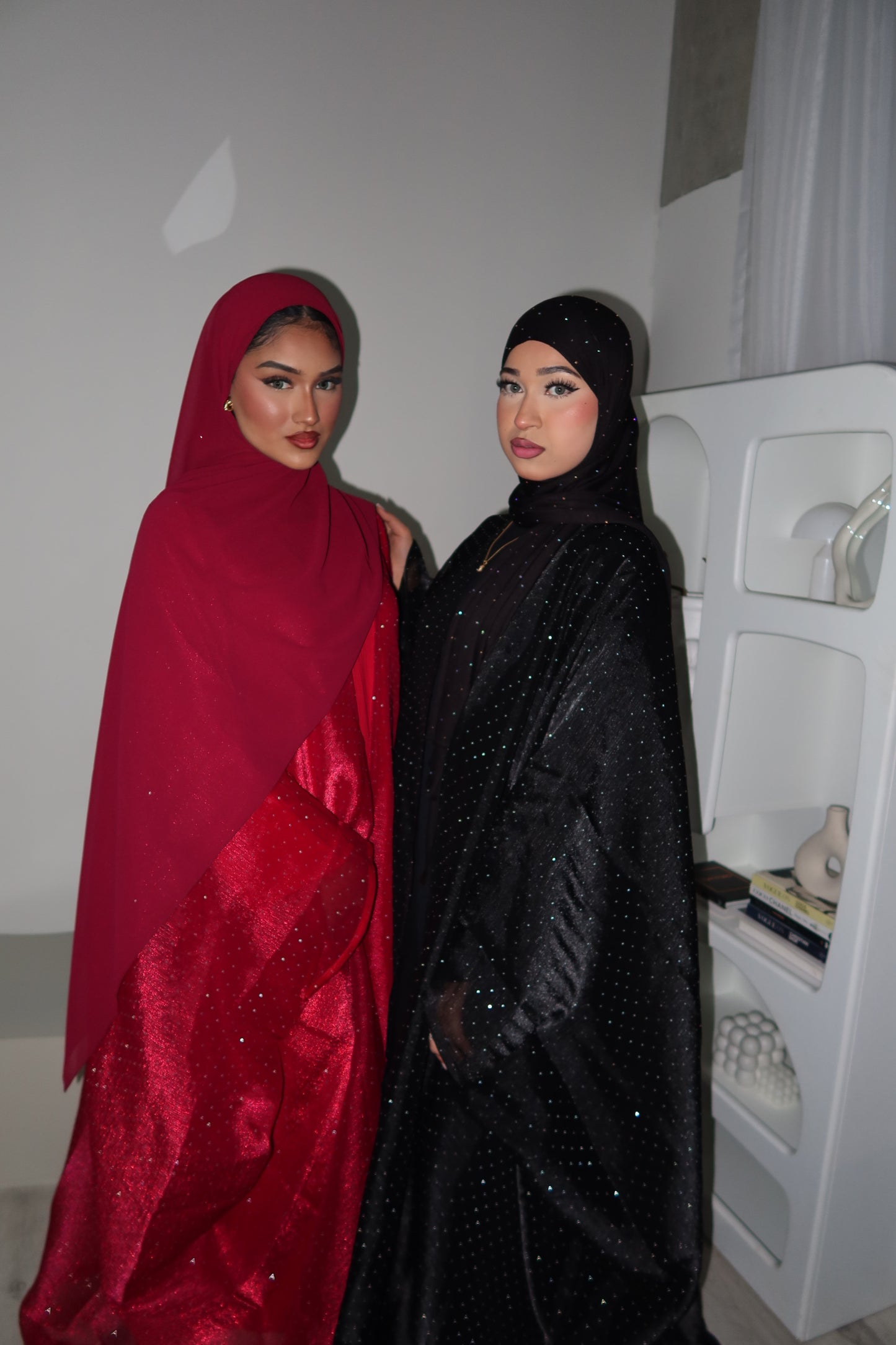 Emirati gems abaya set with inner slip dress