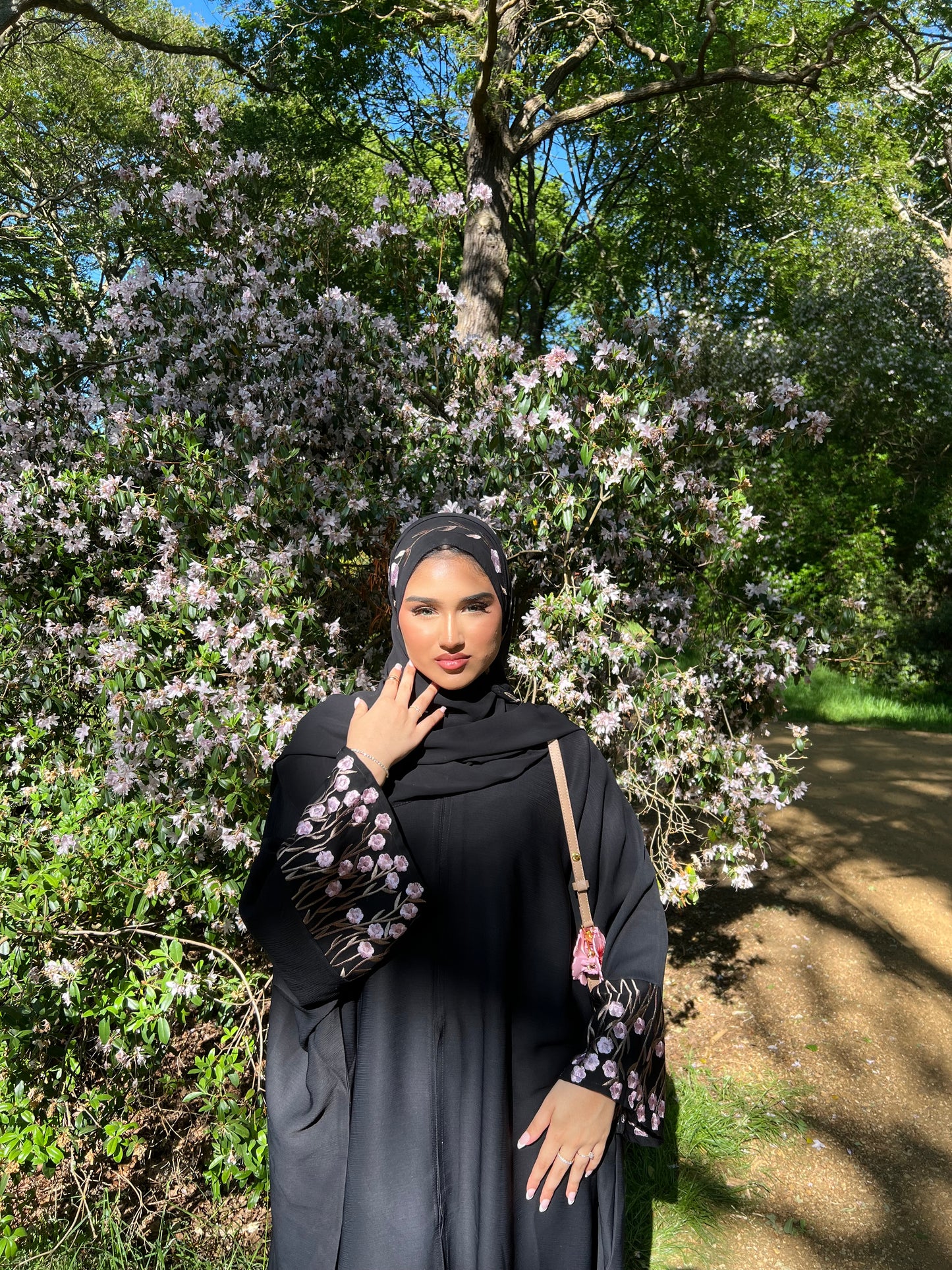 Zahra embroidery abaya with matching embroidery hijab