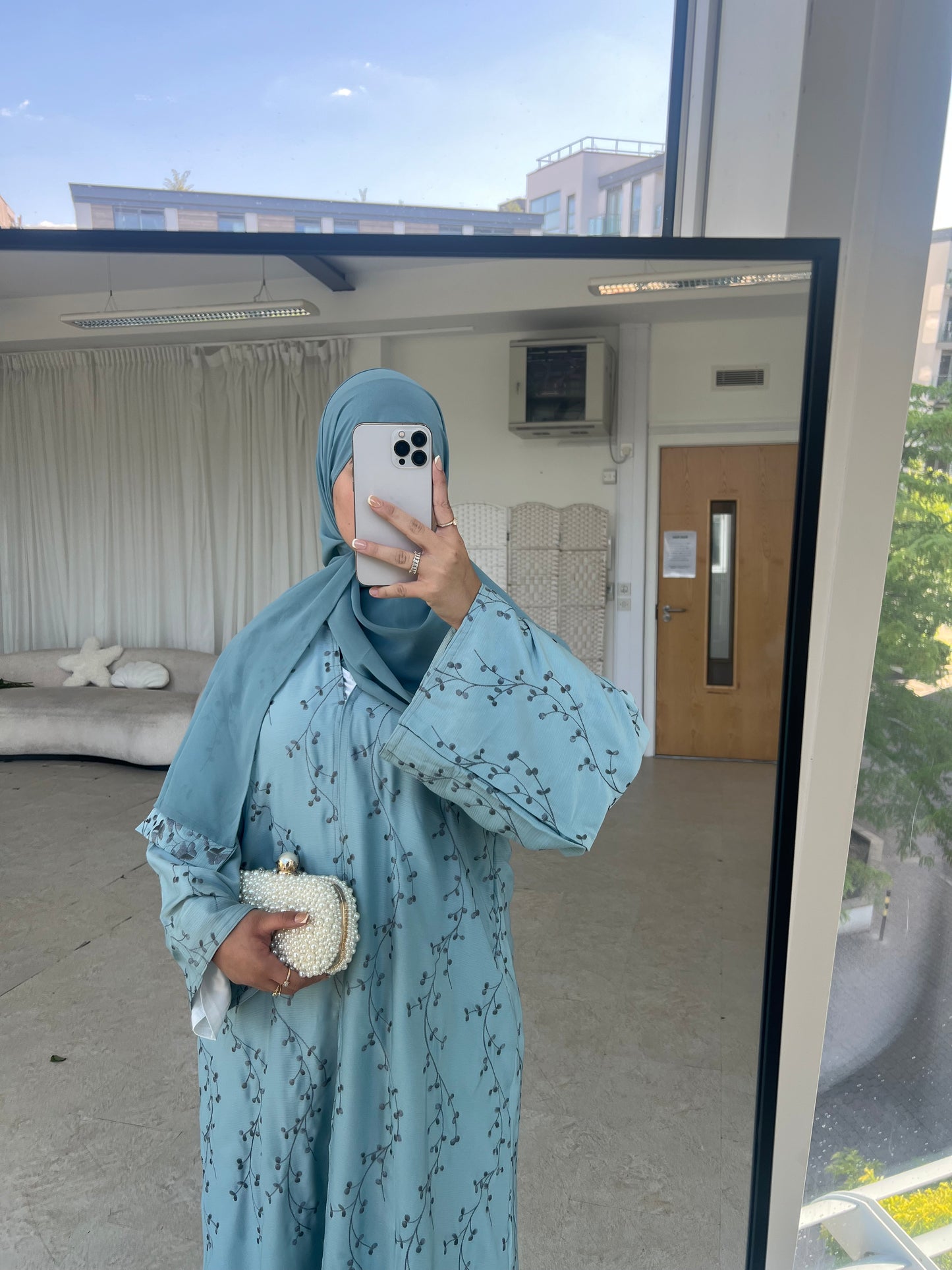 AHLAM embroidery buttoned abaya