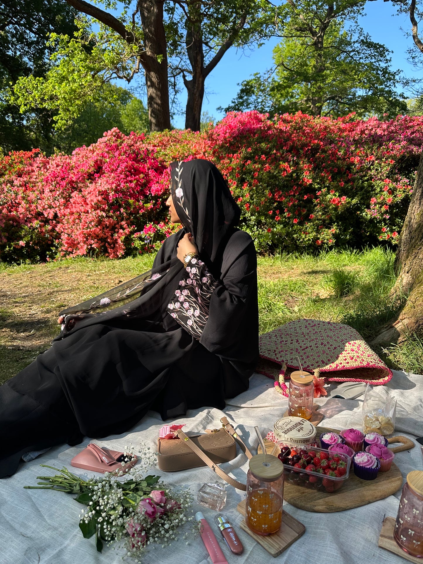 Zahra embroidery abaya with matching embroidery hijab