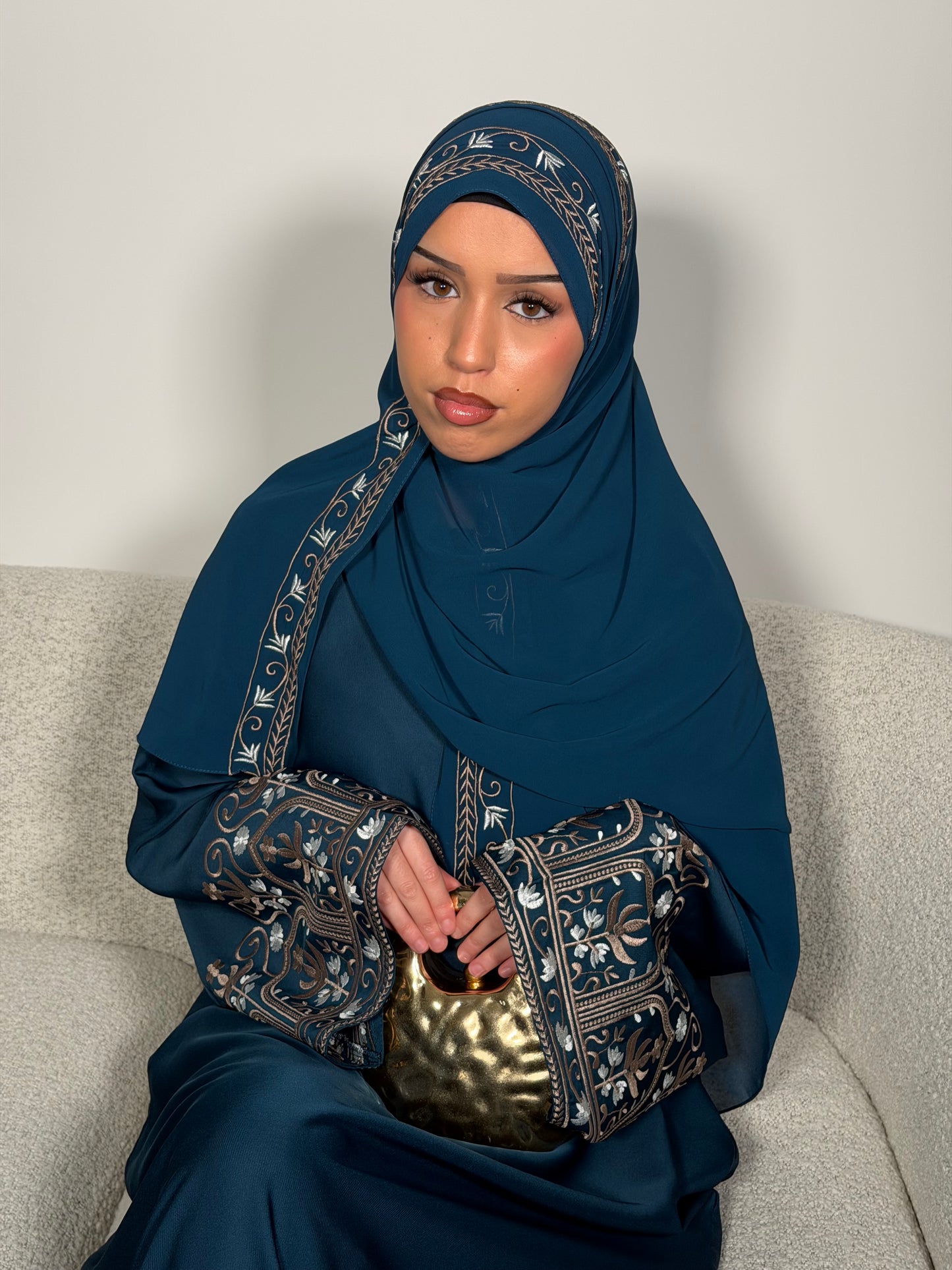 Maryam embroidery abaya with matching embroidery hijab