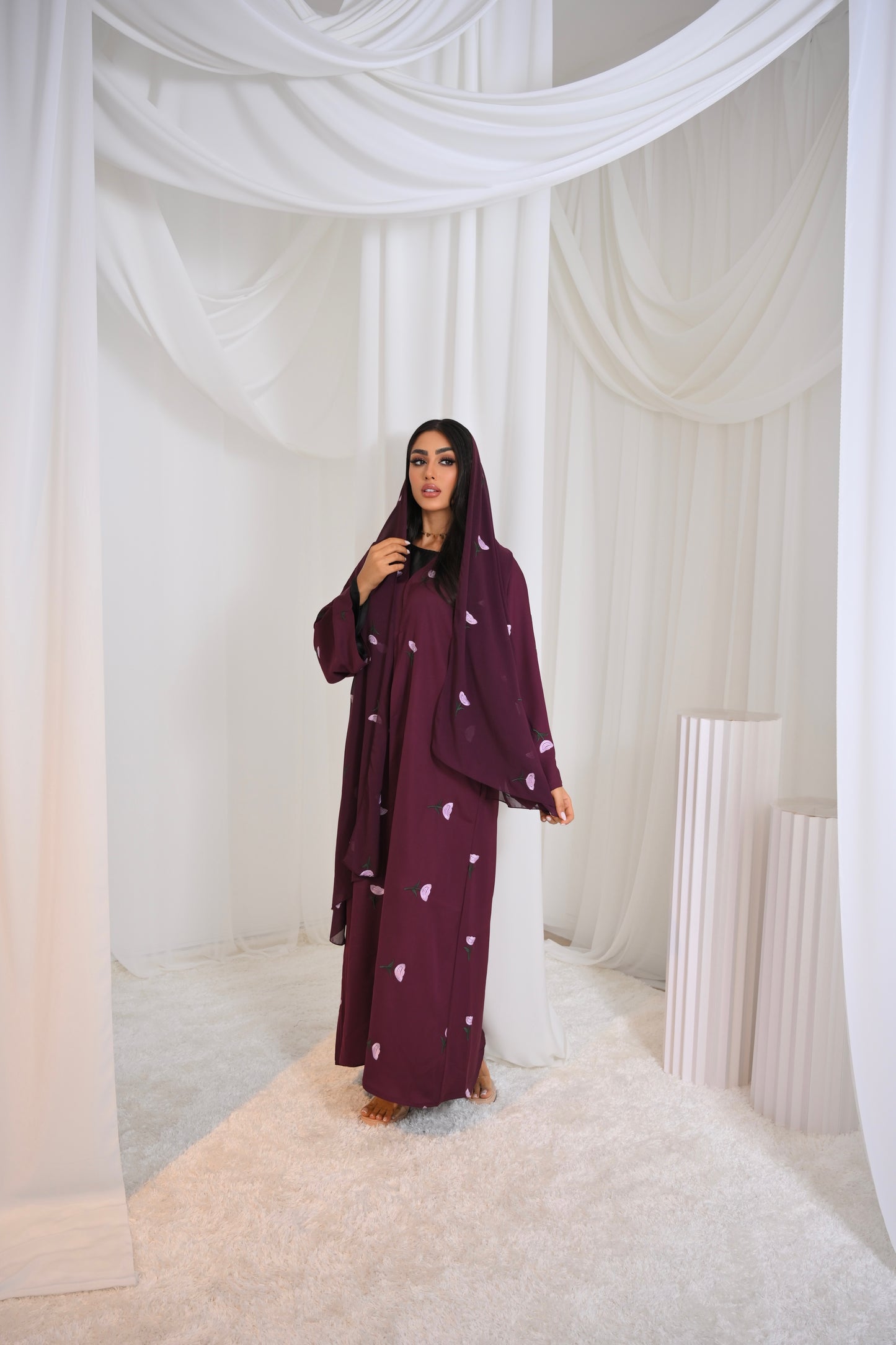 Yasmina Embroidery Buttoned Abaya
