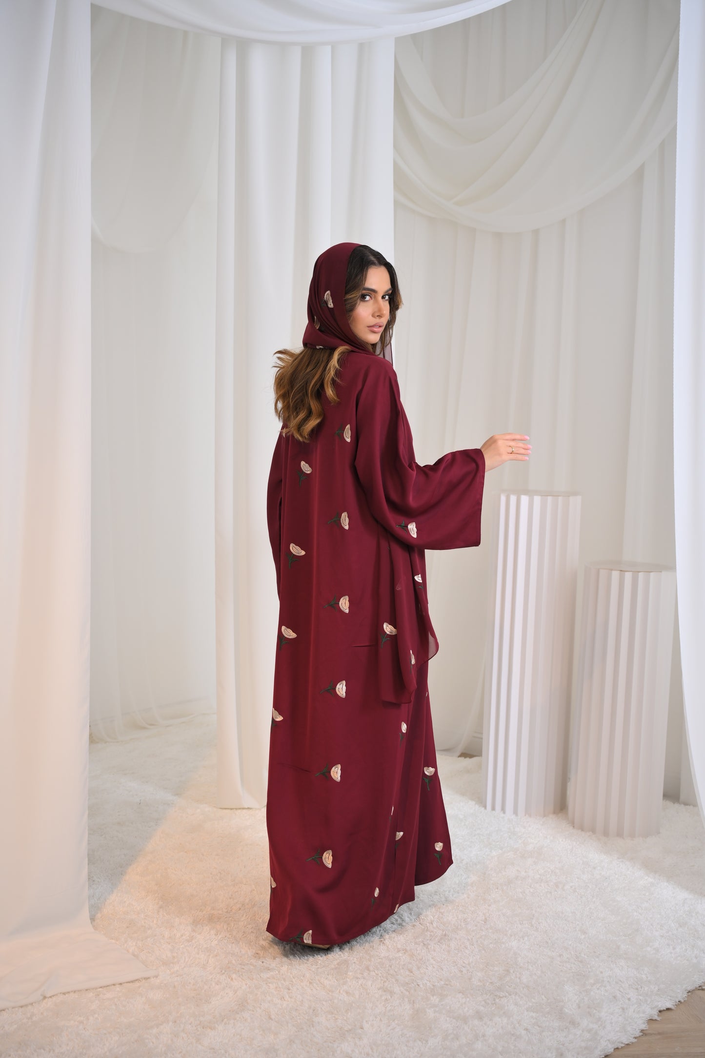 Yasmina Embroidery Buttoned Abaya