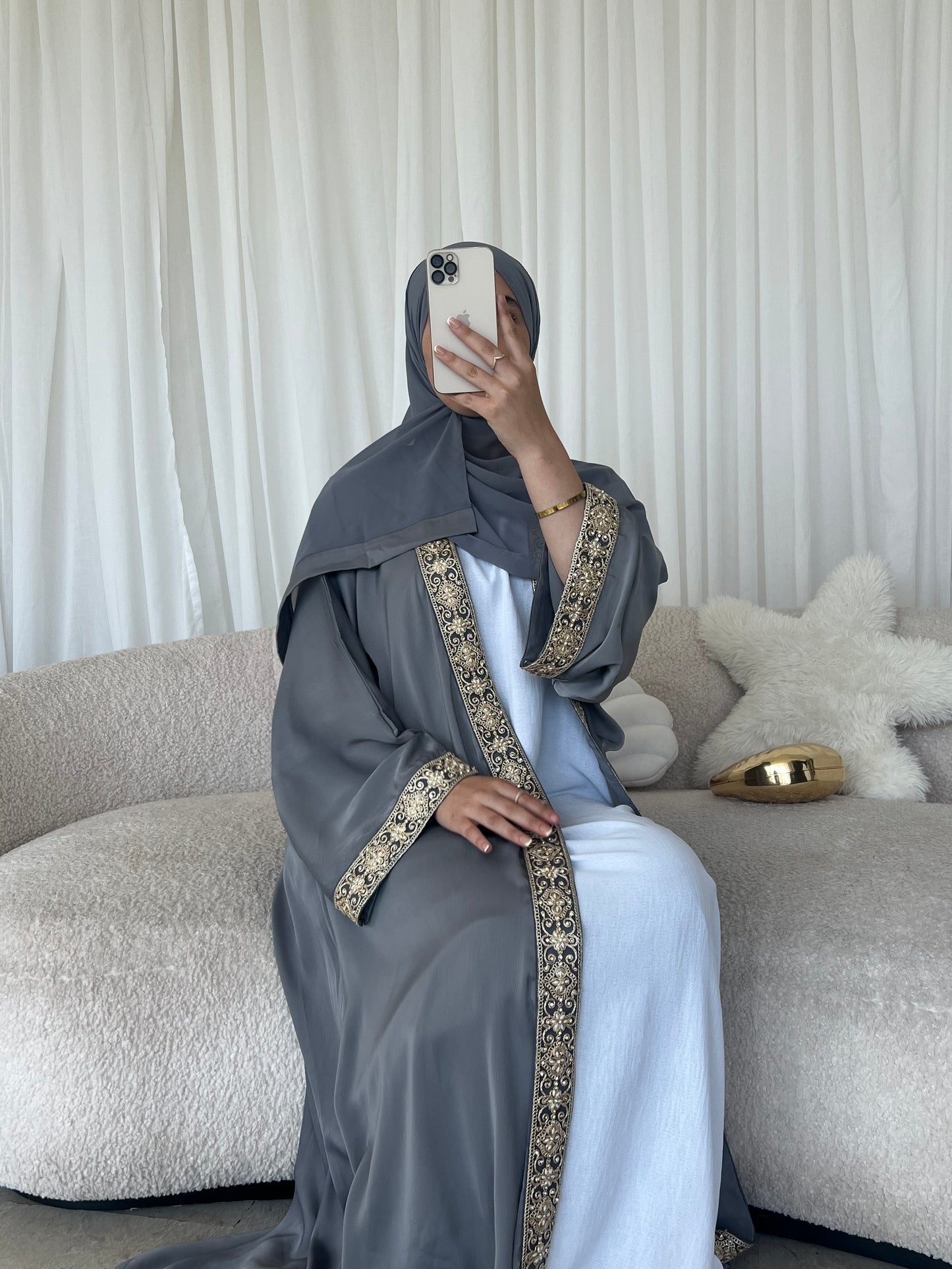 Yusra Lace Open abaya