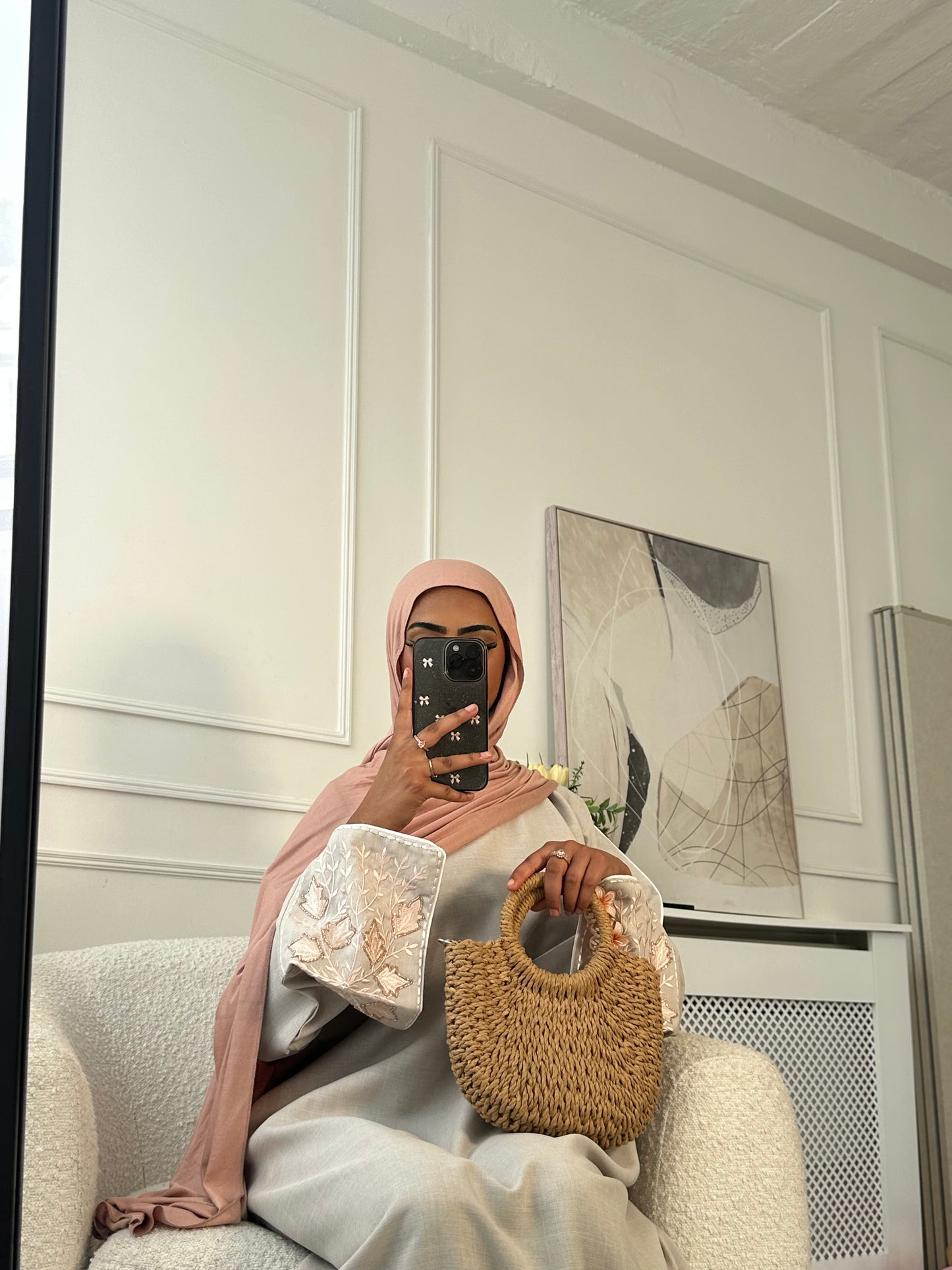 Habiba linen embroidery embellished