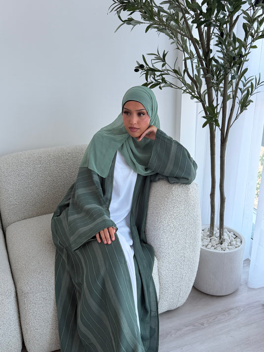 Essential striped open abaya