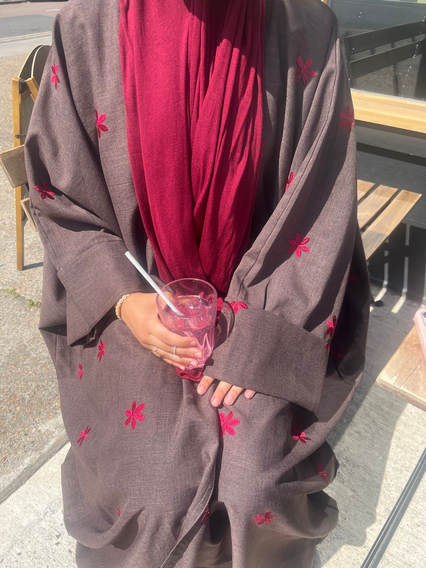 NAIMA linen floral OPEN abaya