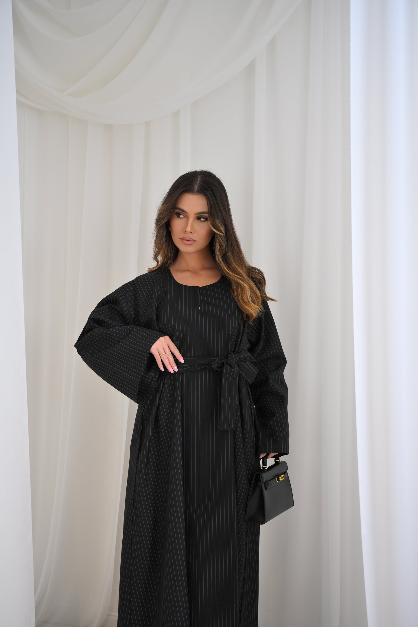 Leena formal pinstripe closed abaya