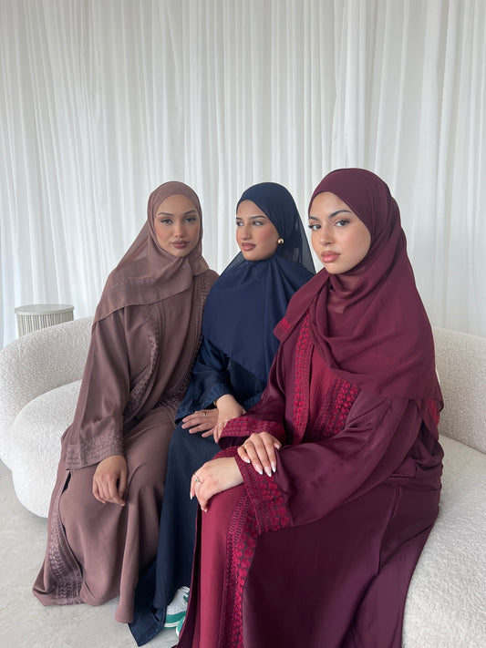 CLEARANCE- Kaftan style open embroidery abaya with inner slip dress LIMITED EDITION DROP