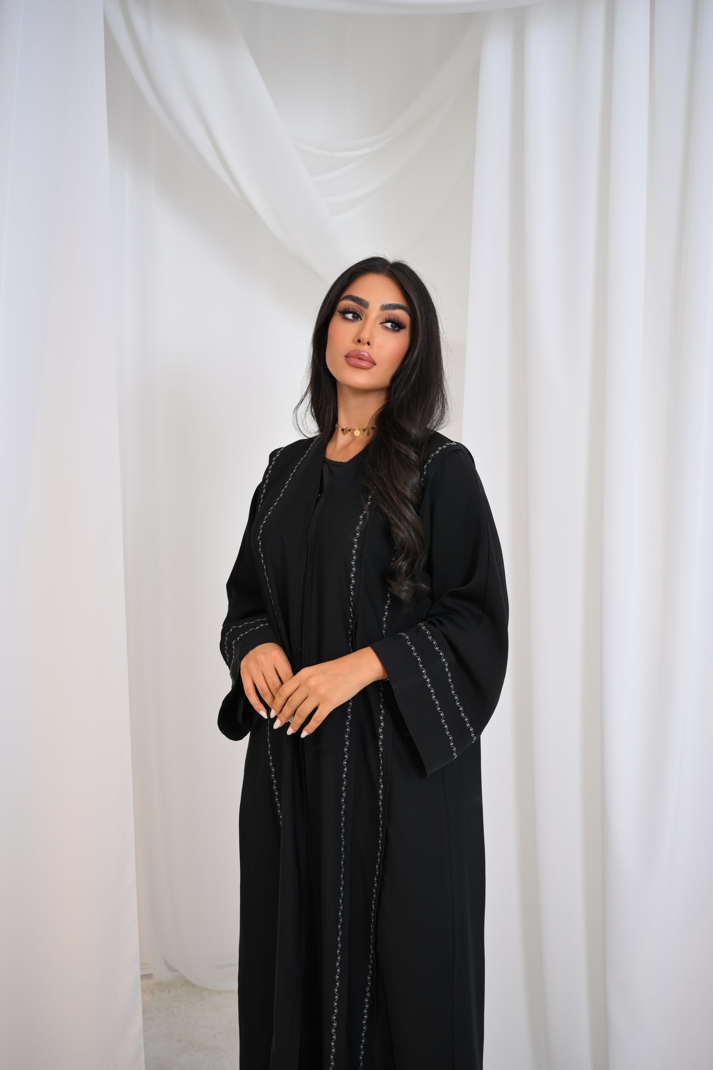Sofia abaya - embroidery black