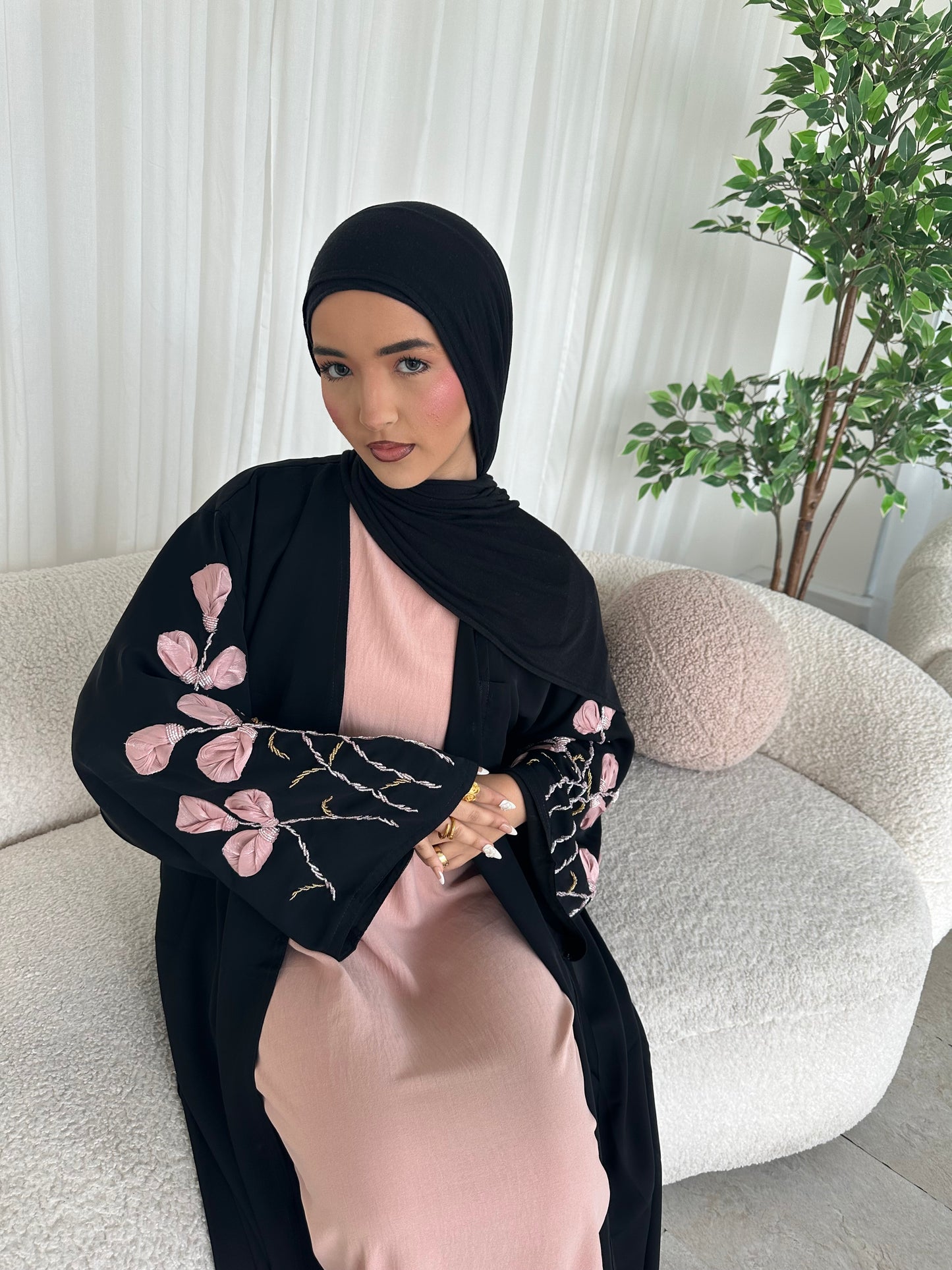 Tafiza handwork floral buttoned abaya LIMITED EDITION