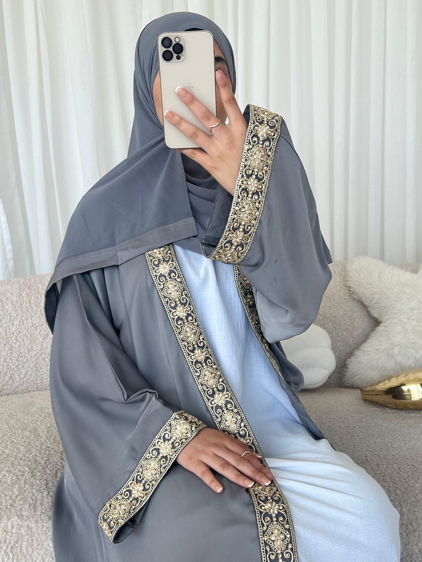Yusra Lace Open abaya