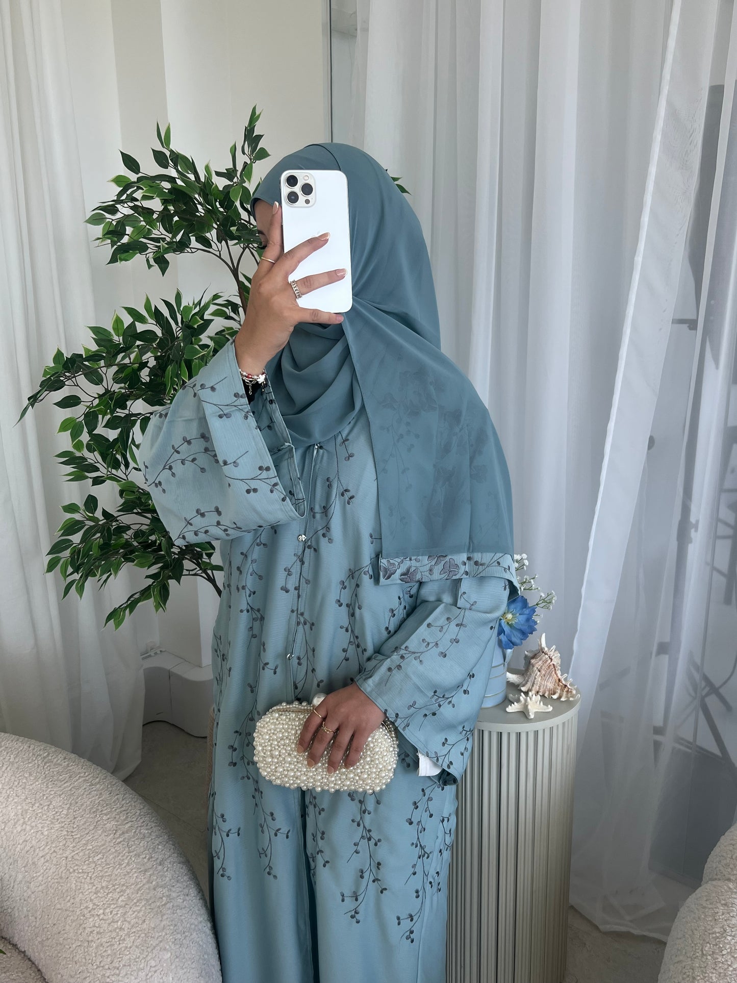 AHLAM embroidery buttoned abaya
