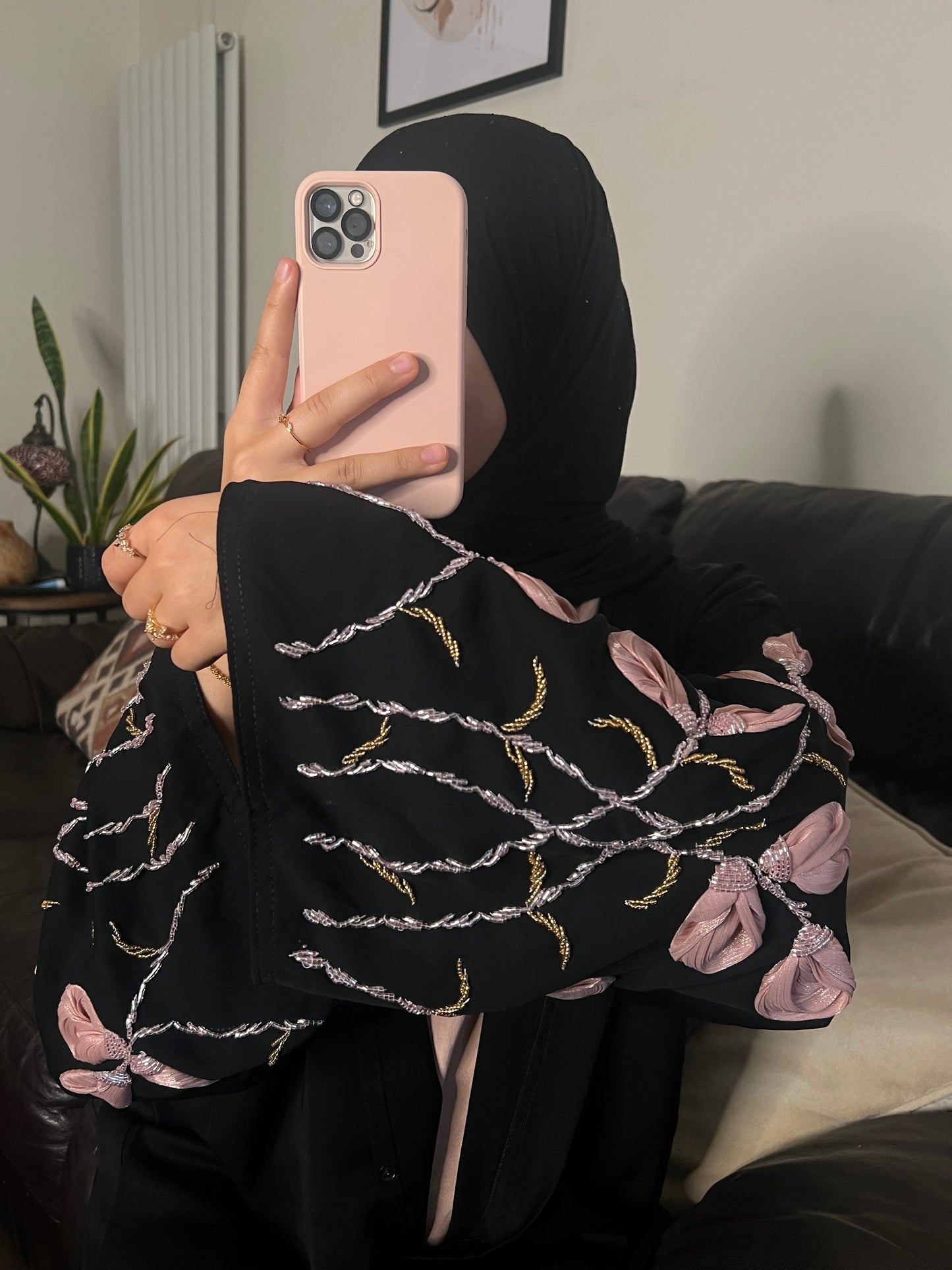 Tafiza handwork floral buttoned abaya LIMITED EDITION