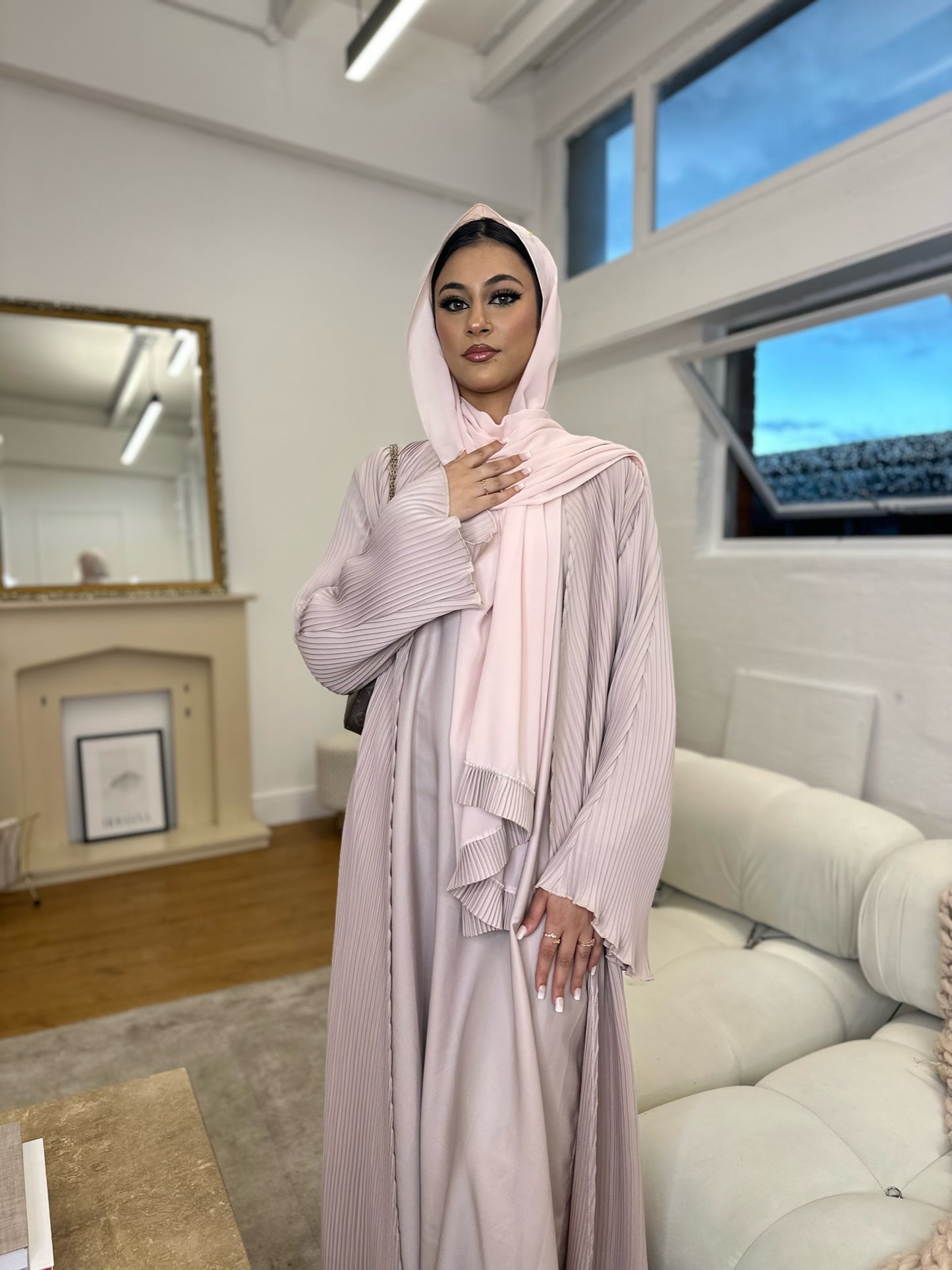 4 Piece Crinkled Abaya set safe green size 54 *ex display*