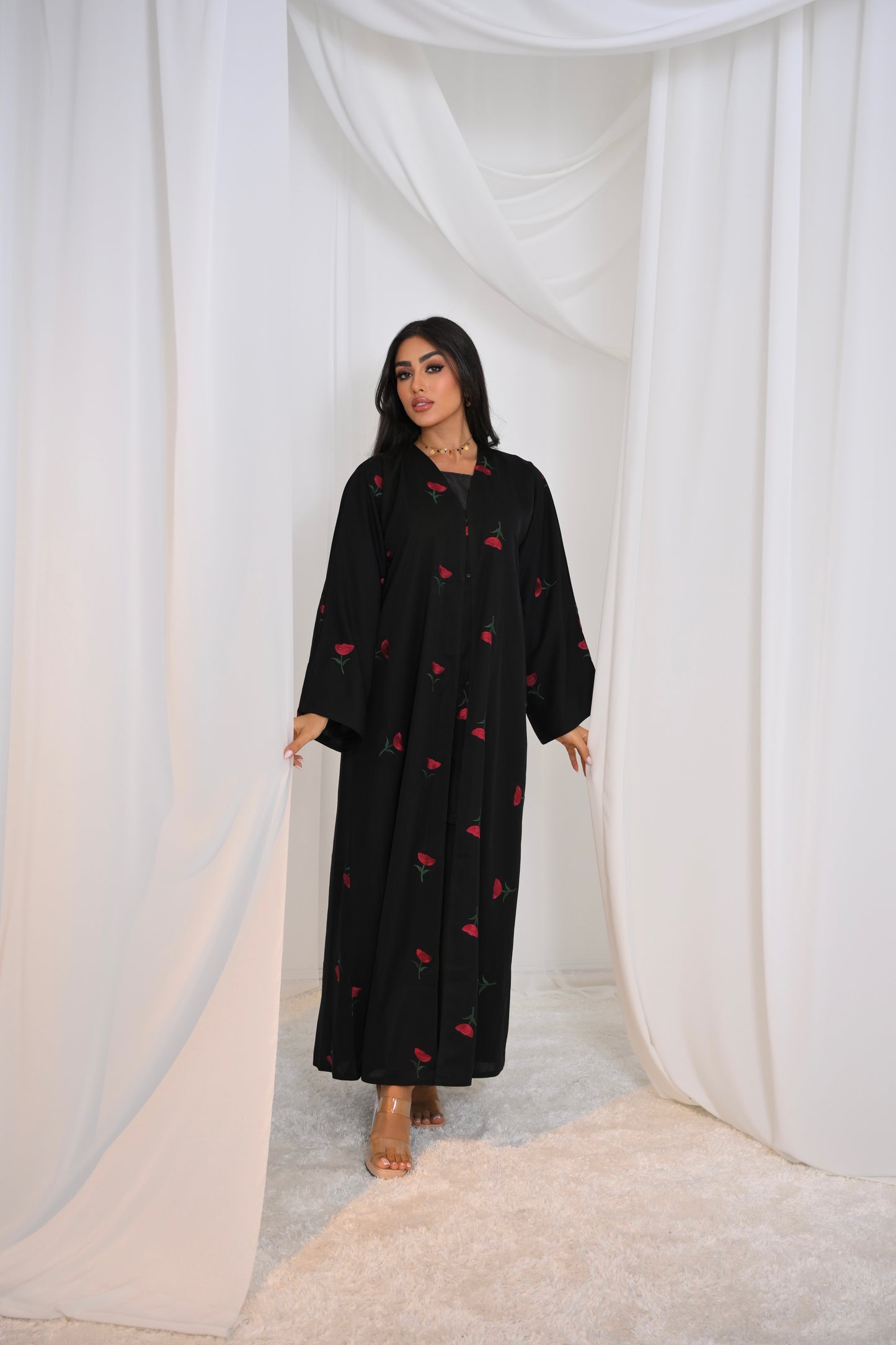 Yasmina Embroidery Buttoned Abaya