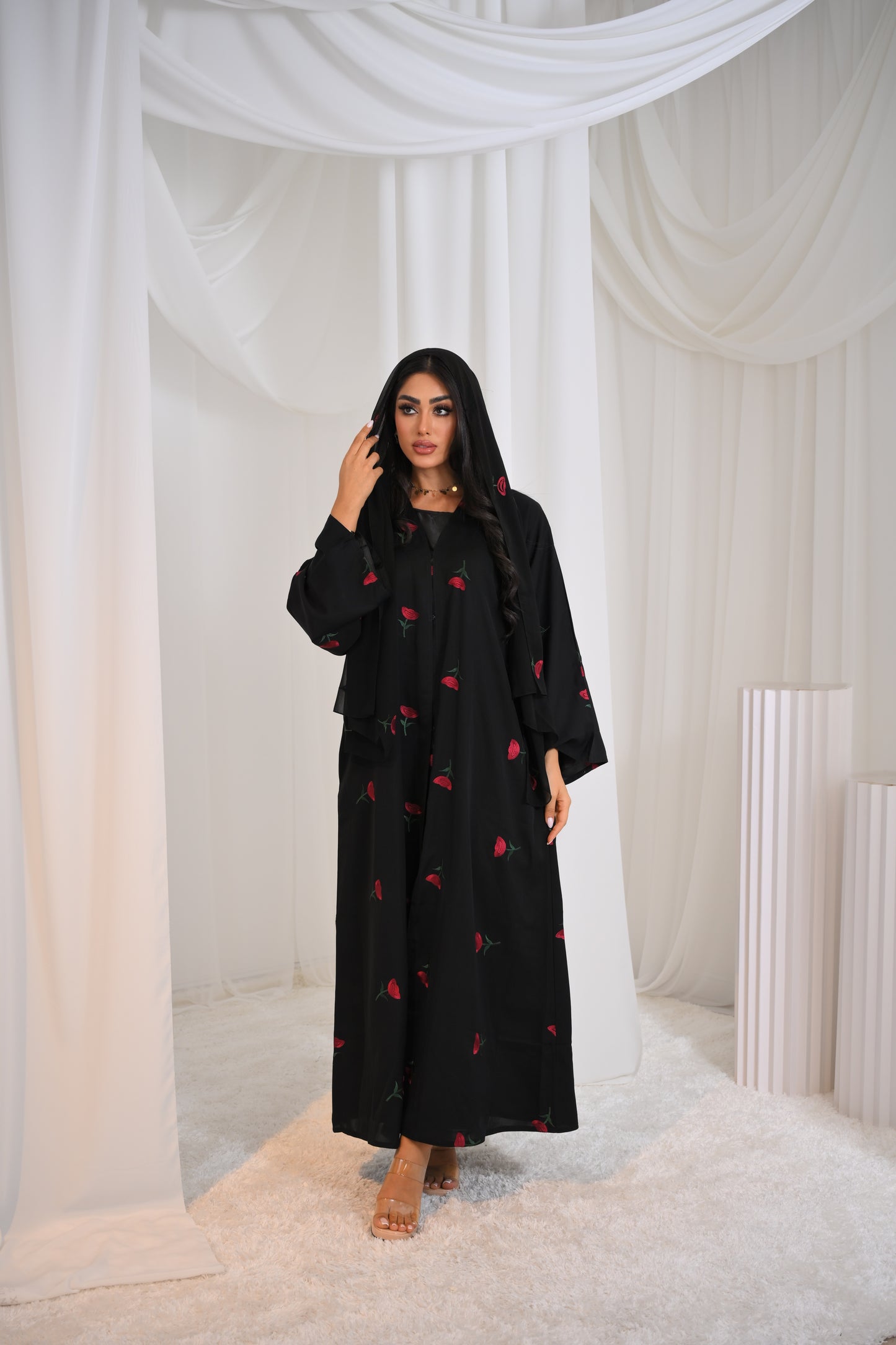 Yasmina Embroidery Buttoned Abaya