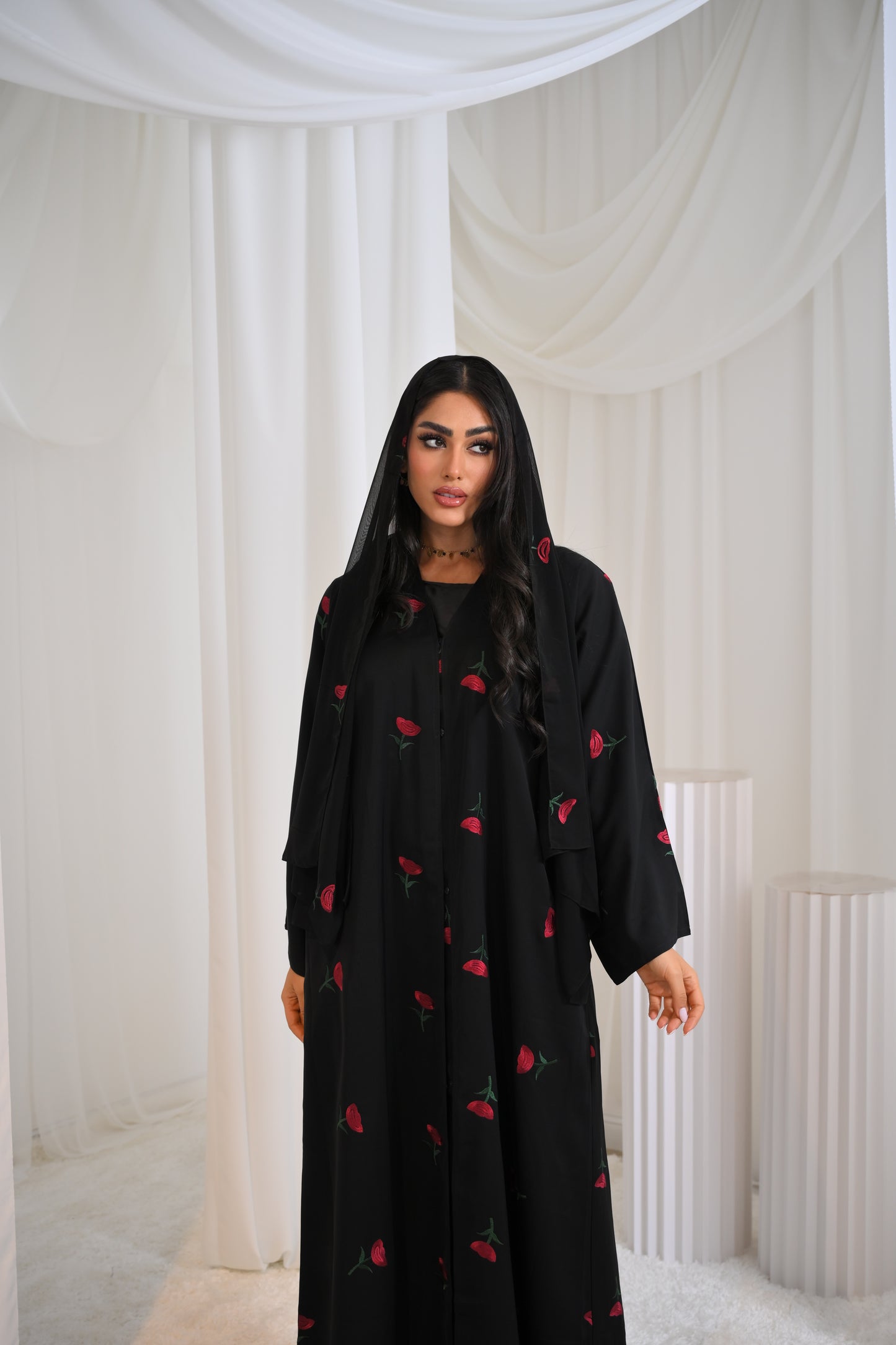 Yasmina Embroidery Buttoned Abaya