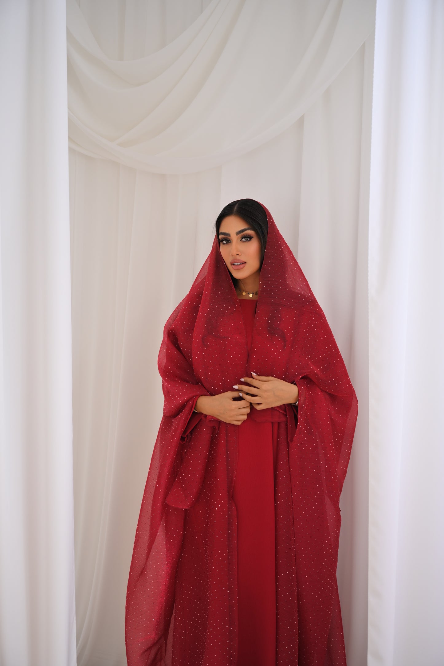 Emirati gems abaya set with inner slip dress *ex display*